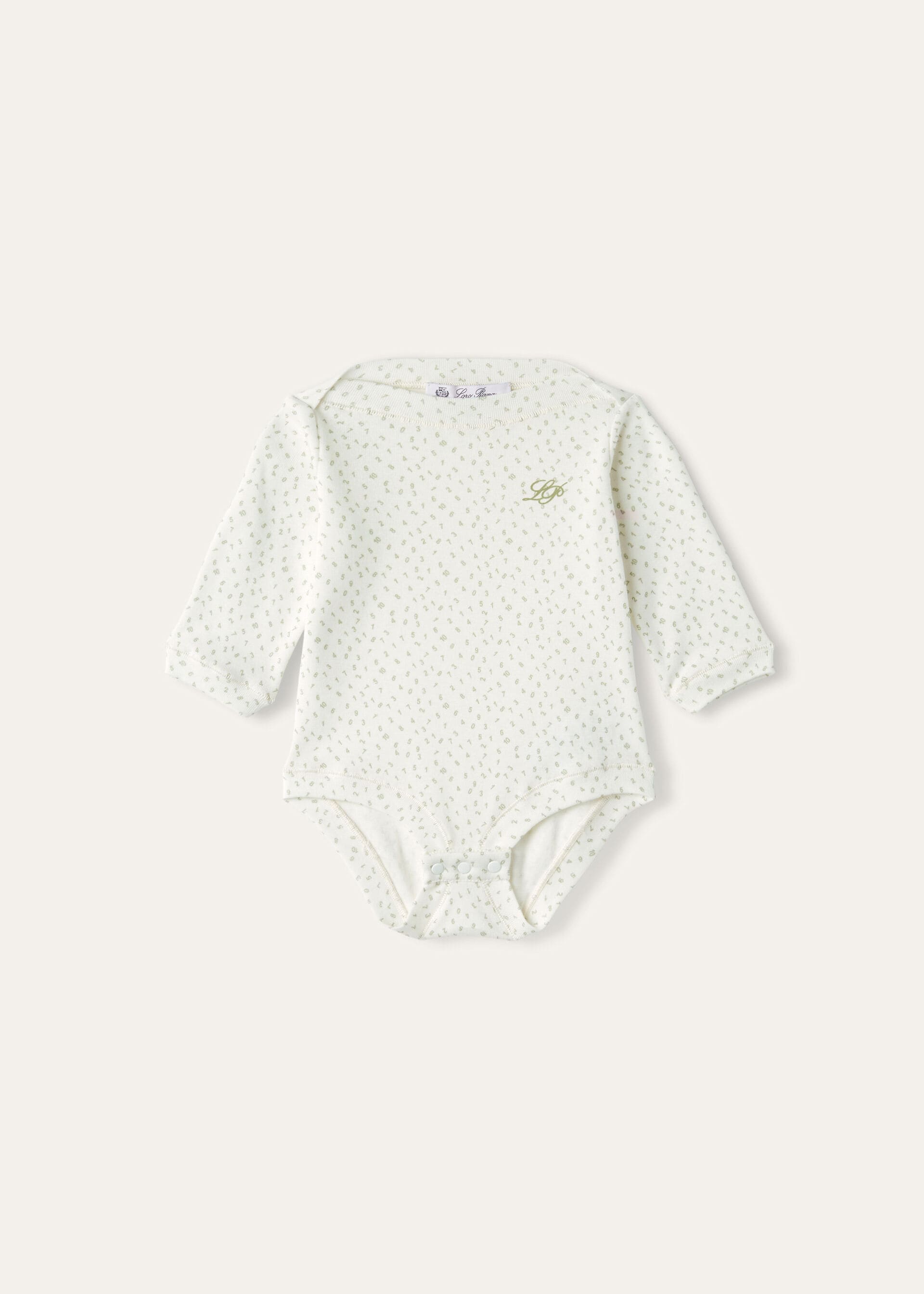 Baby Little Numbers Bodysuit - Fancy White/Sagerbrush Leaves