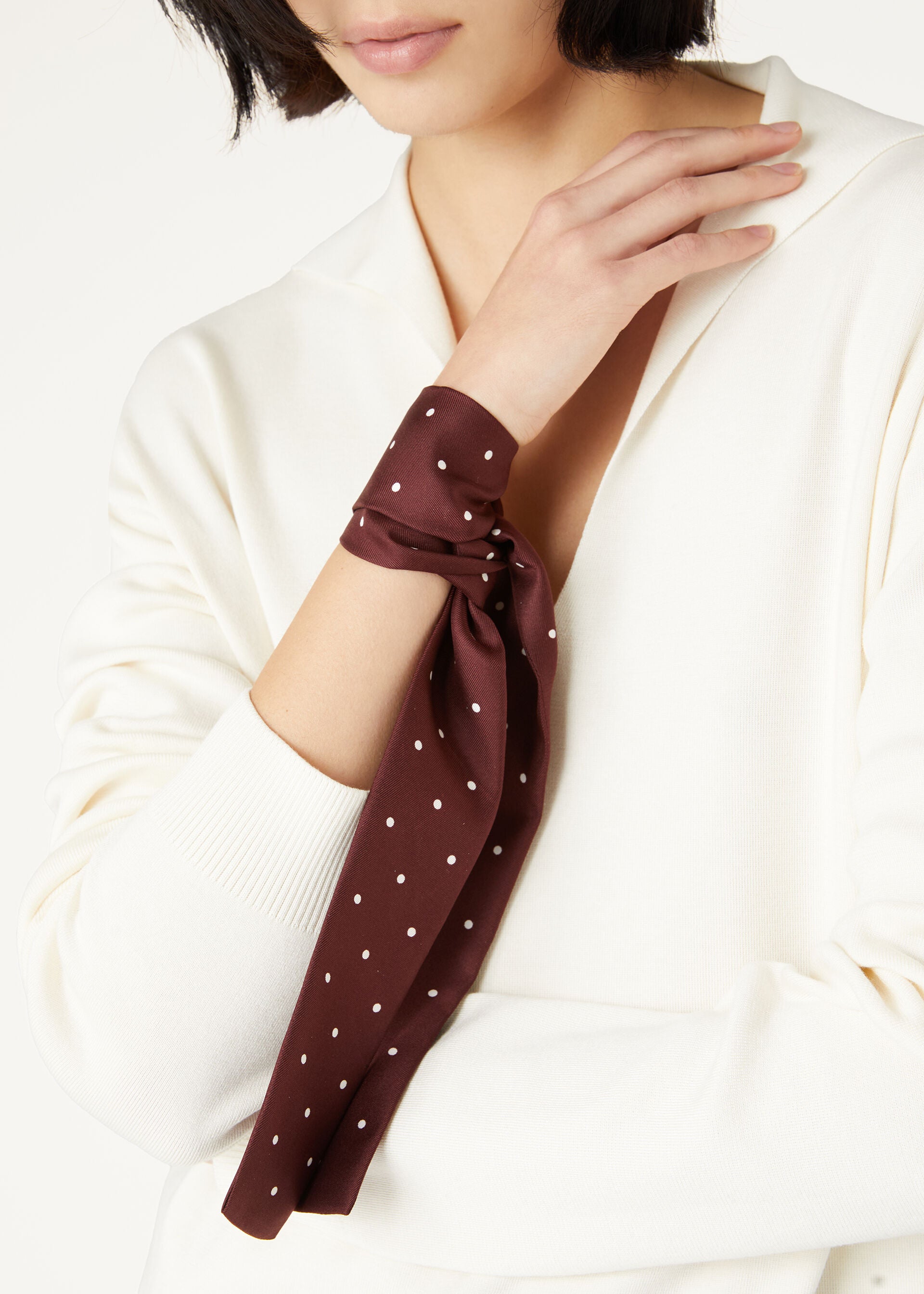 Pois Tie Band - Deep Bordeaux/White