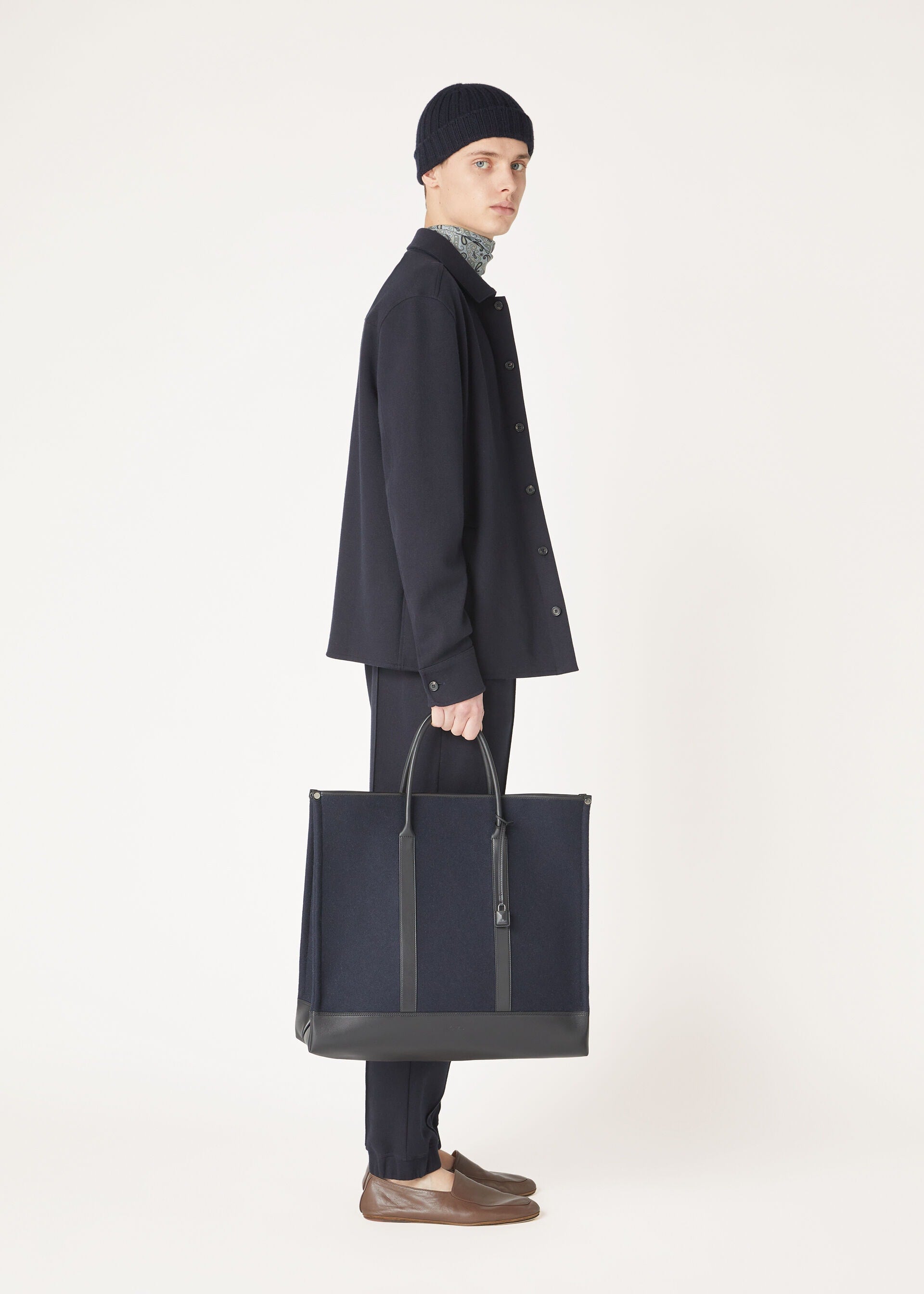 Large Beam tote - Blue Navy/Black/Gun Metal