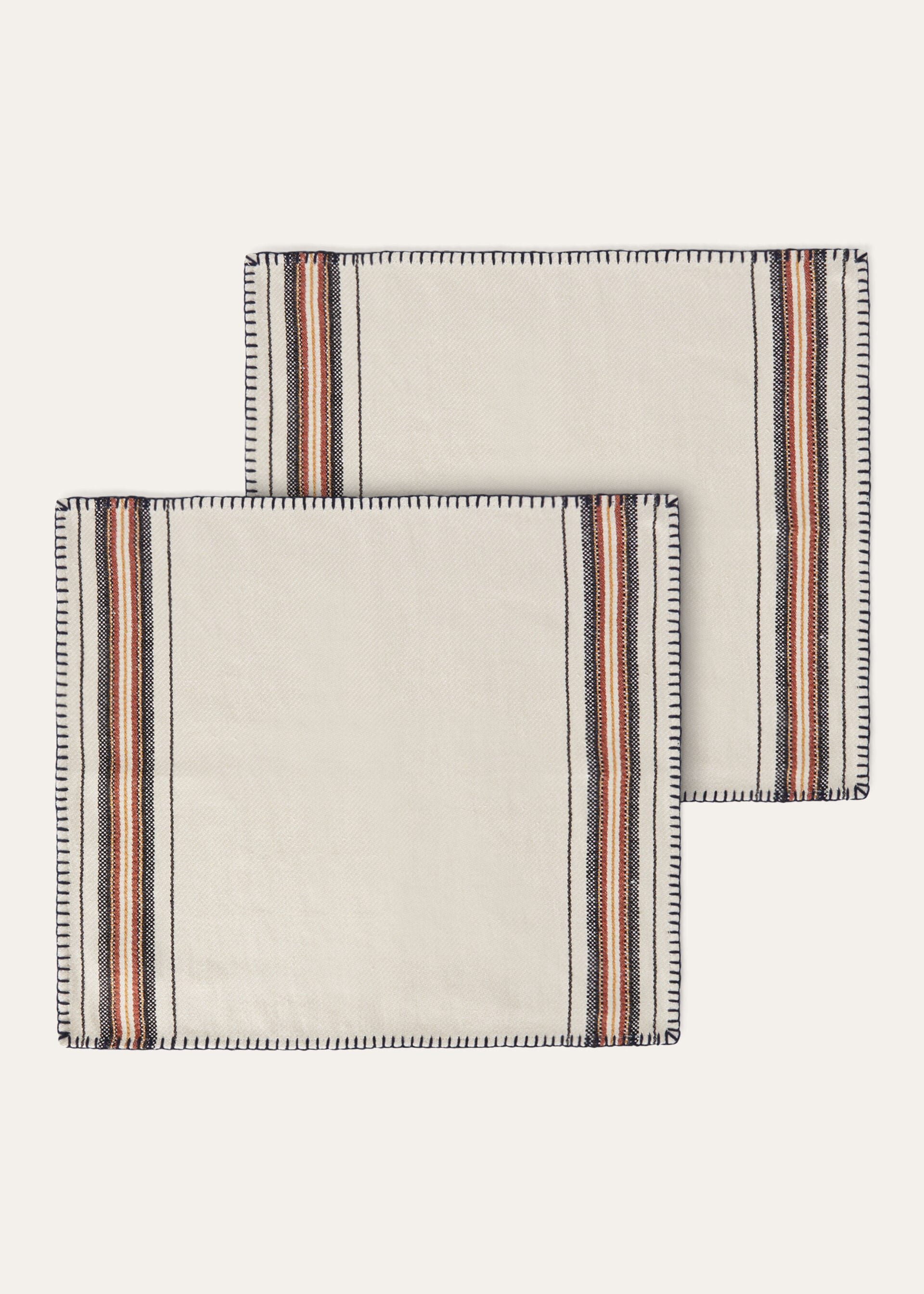 Vintage Oxford Stripe Placemat Set - Sand/Deep Ocean/Chili/Antique Gold