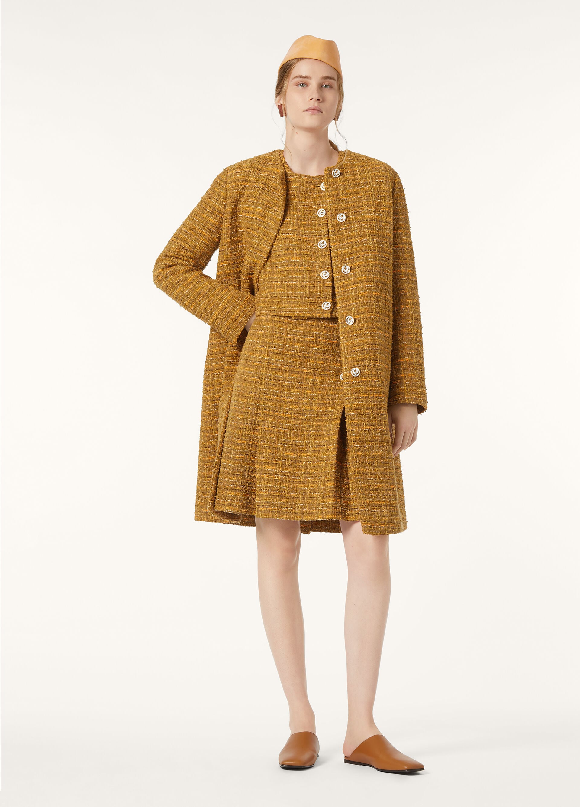 Aida Skirt - Green-Orange Poppy Tweed