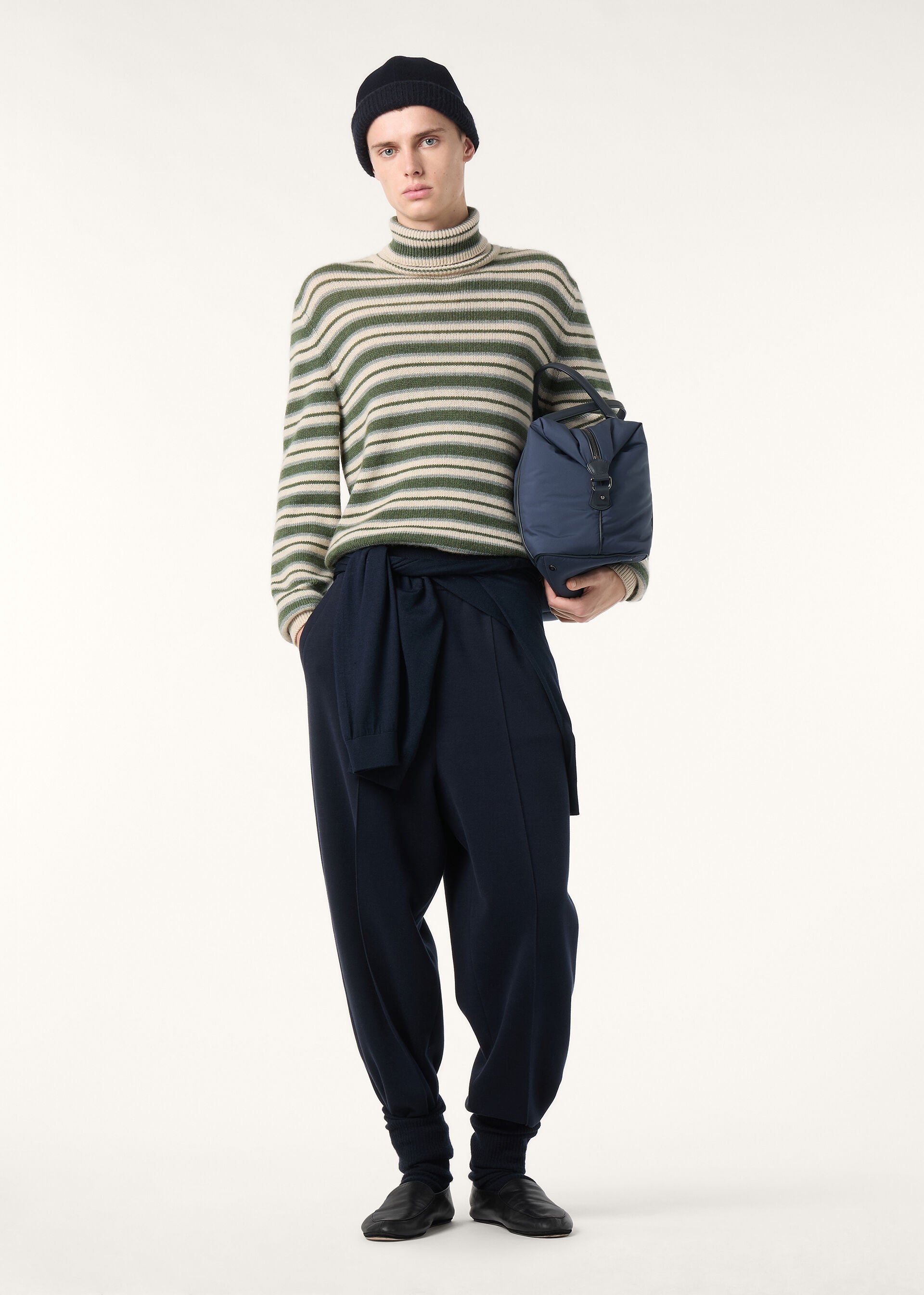 Fobello Stripes Turtleneck - Green Natural Gray