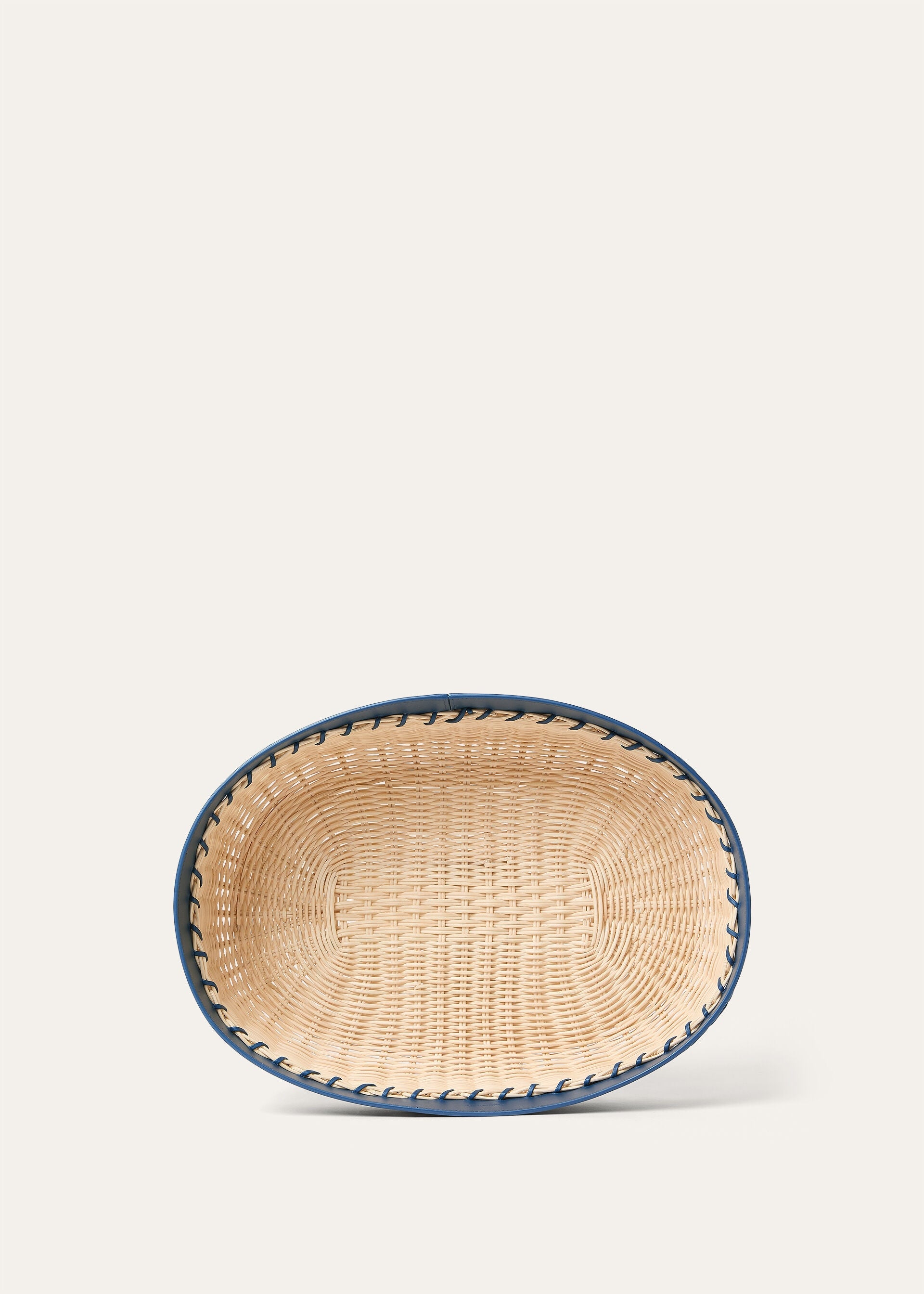Large Oval Wicker Basket - Malt/Ocean Heart