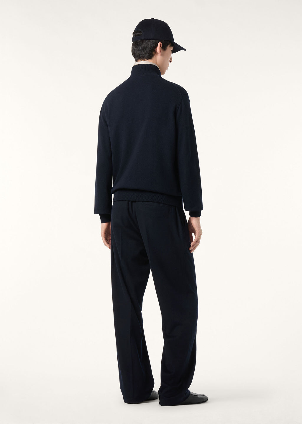 Classic Zip-Up Bomber Jacket - Navy Blue