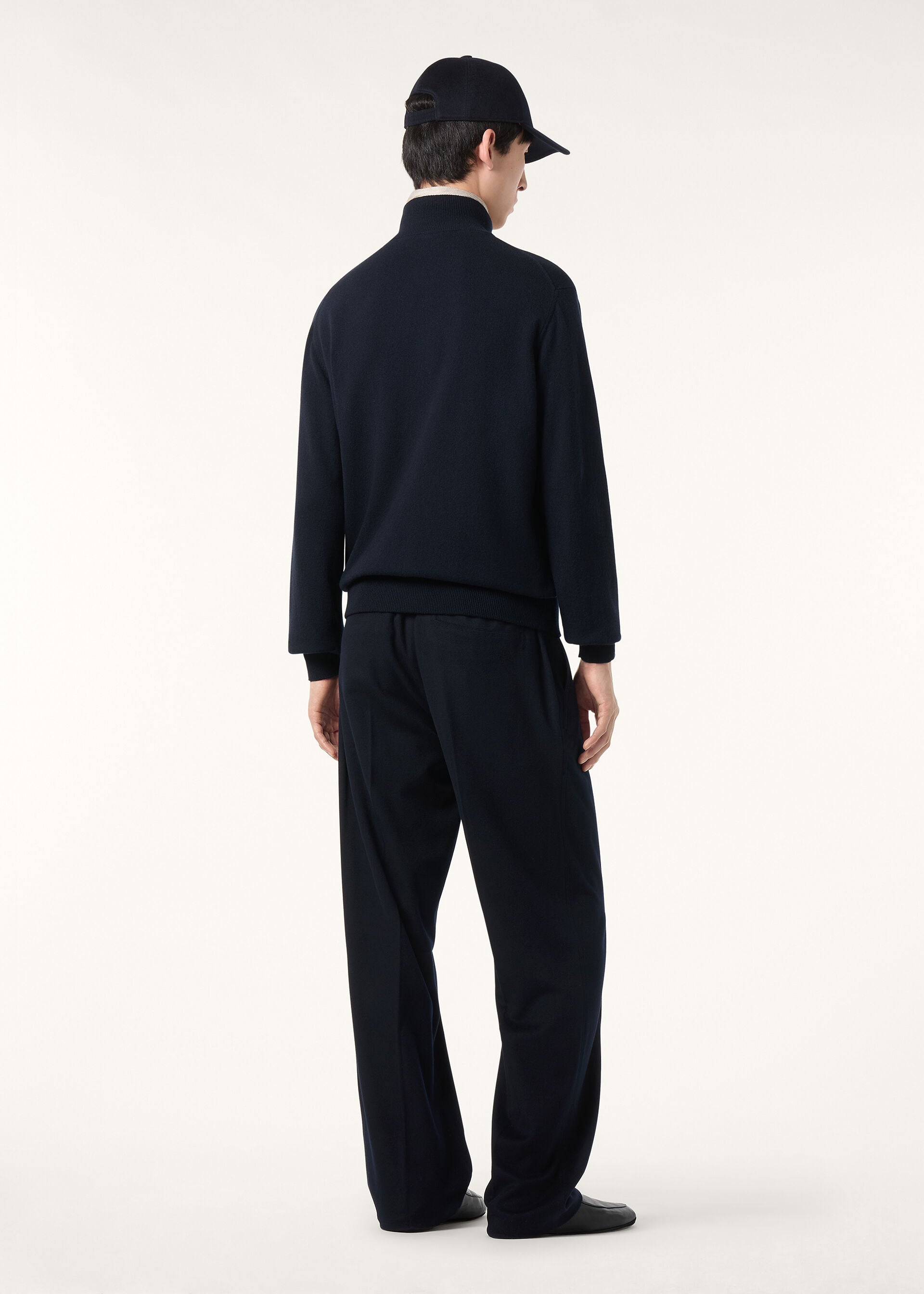Classic Zip-Up Bomber Jacket - Navy Blue