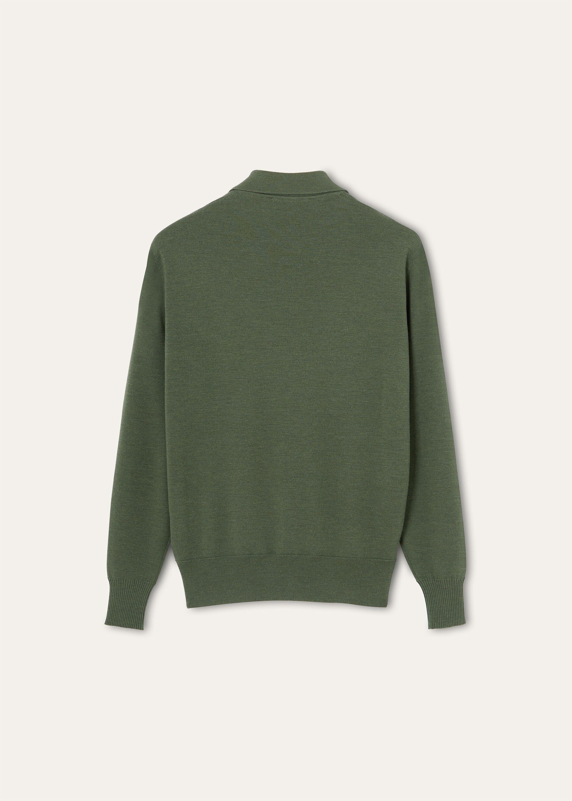 Buttonless Polo-shirt - Green Kelp Melange