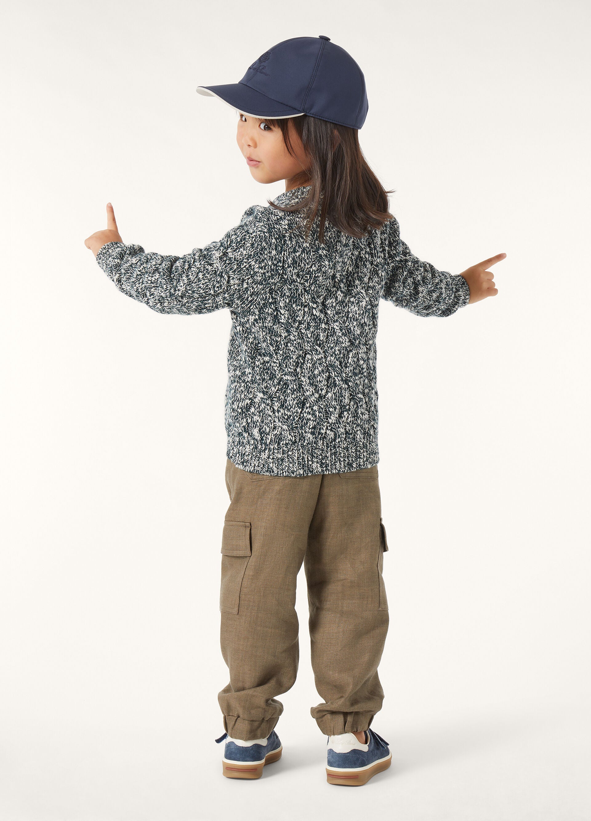 Kid's Cable Dream Crewneck - White/Blue