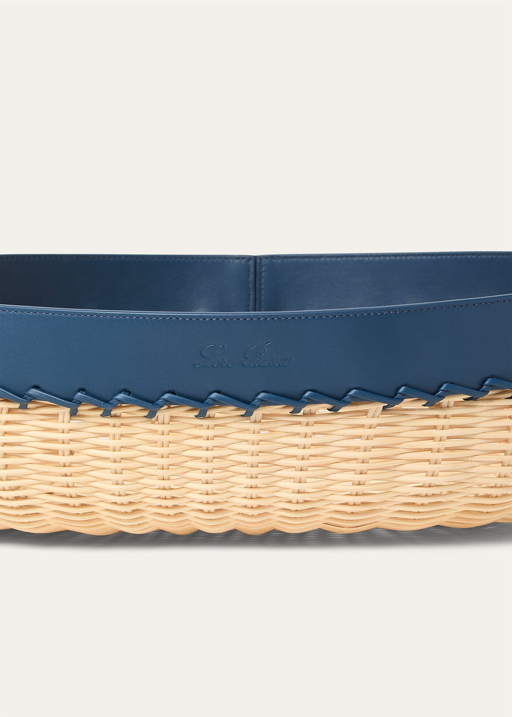 Large Oval Wicker Basket - Malt/Ocean Heart