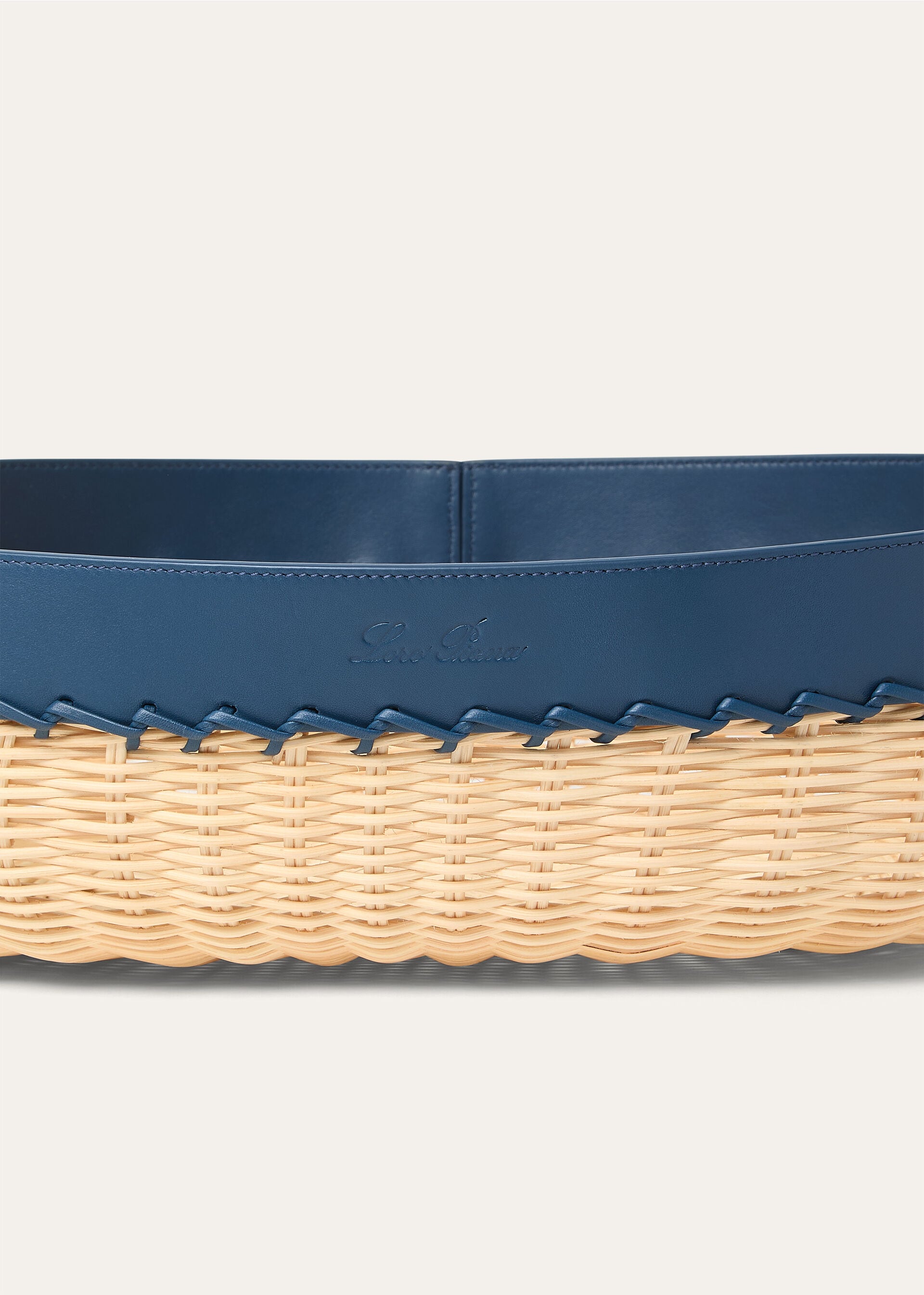Large Oval Wicker Basket - Malt/Ocean Heart