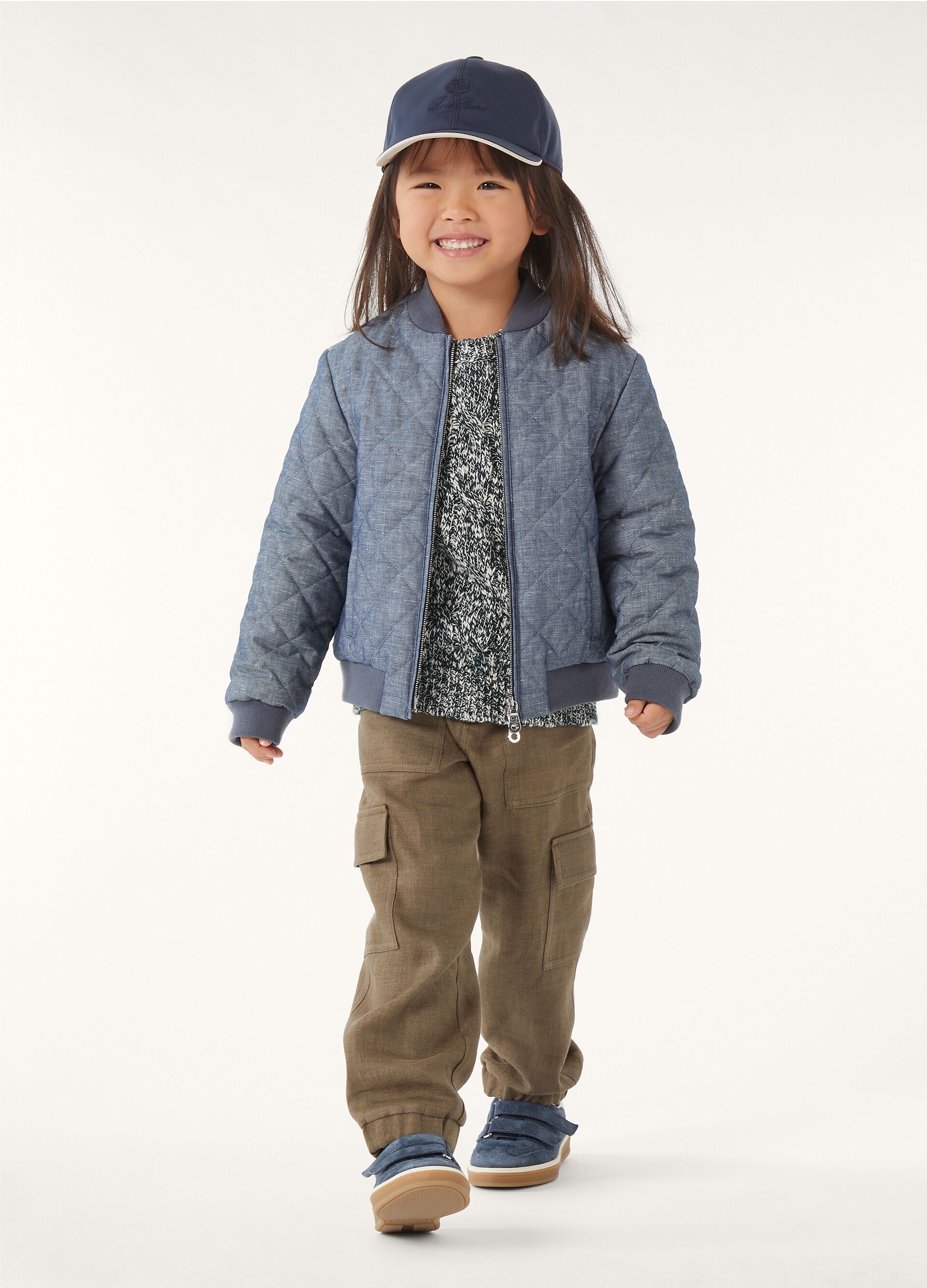 Kid's Cable Dream Crewneck - White/Blue