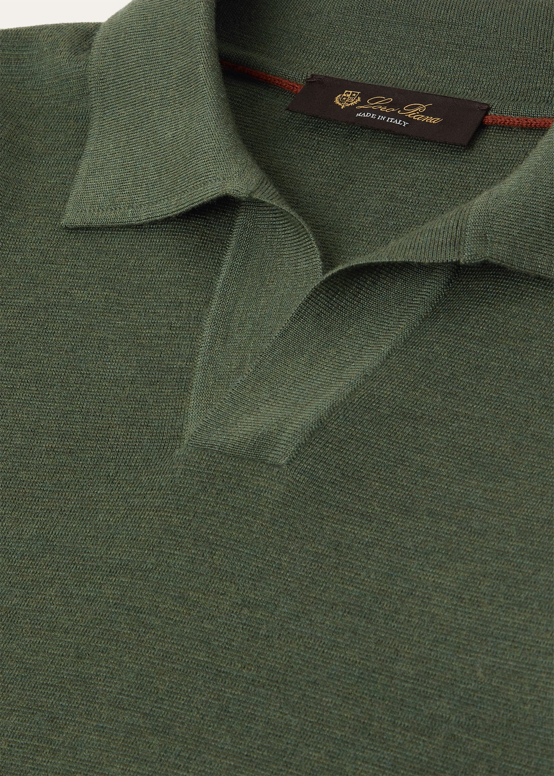 Buttonless Polo-shirt - Green Kelp Melange