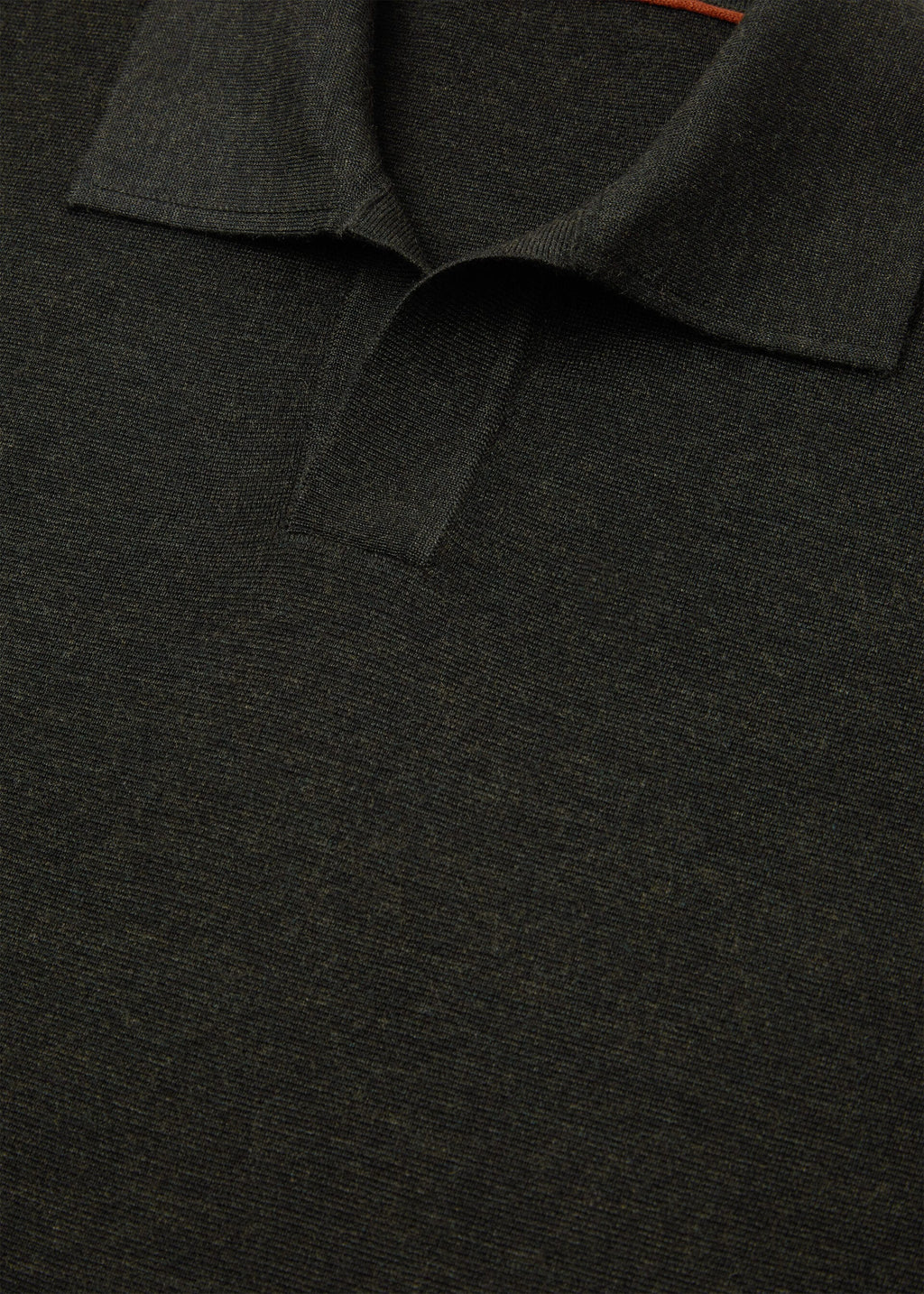 Buttonless Polo-shirt - Ancient Oak Melange