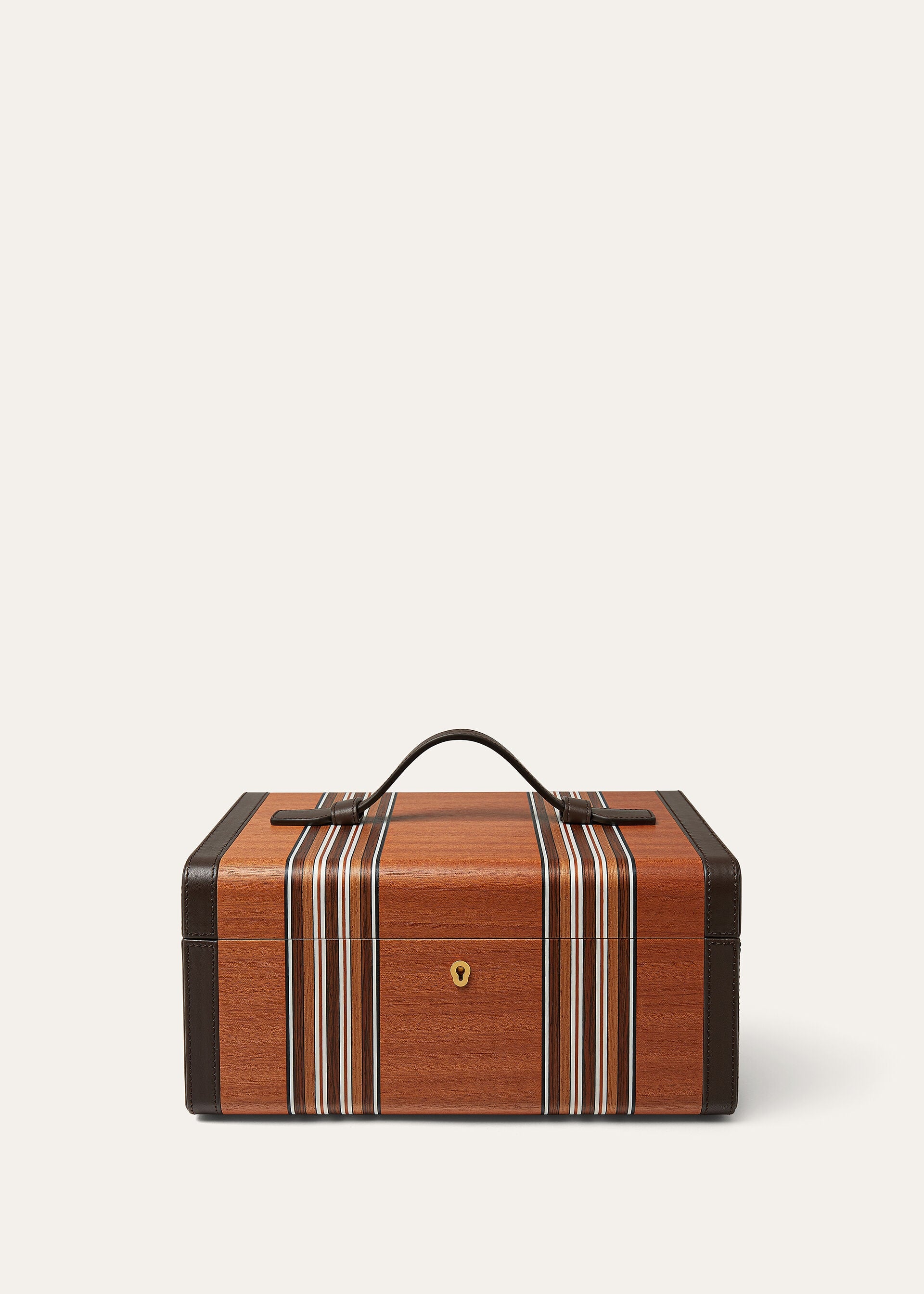 Large Loro Piana Intarsia Watch Box - Natural Mahogany/Dark Chocolate