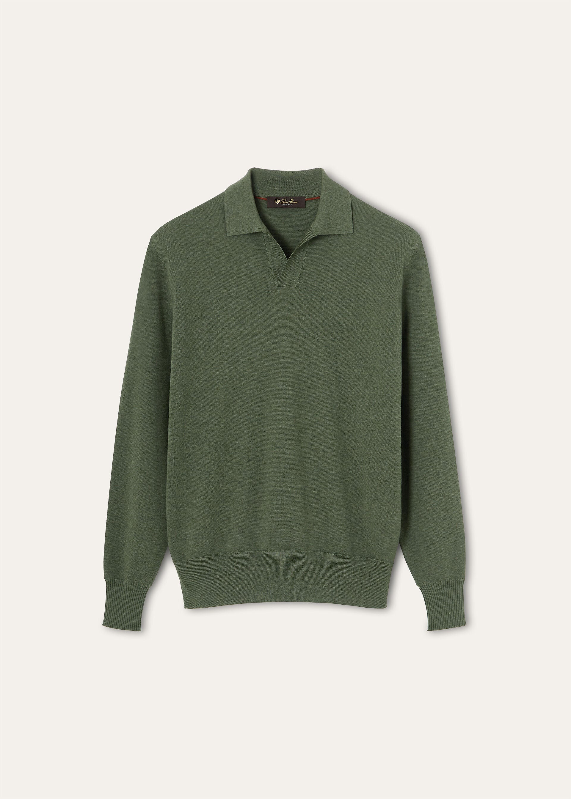 Buttonless Polo-shirt - Green Kelp Melange
