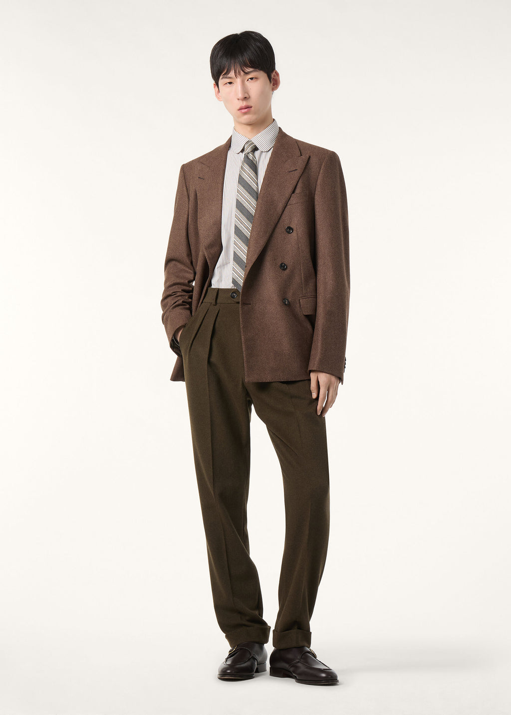 Elia Shirt - White Brown Stripe