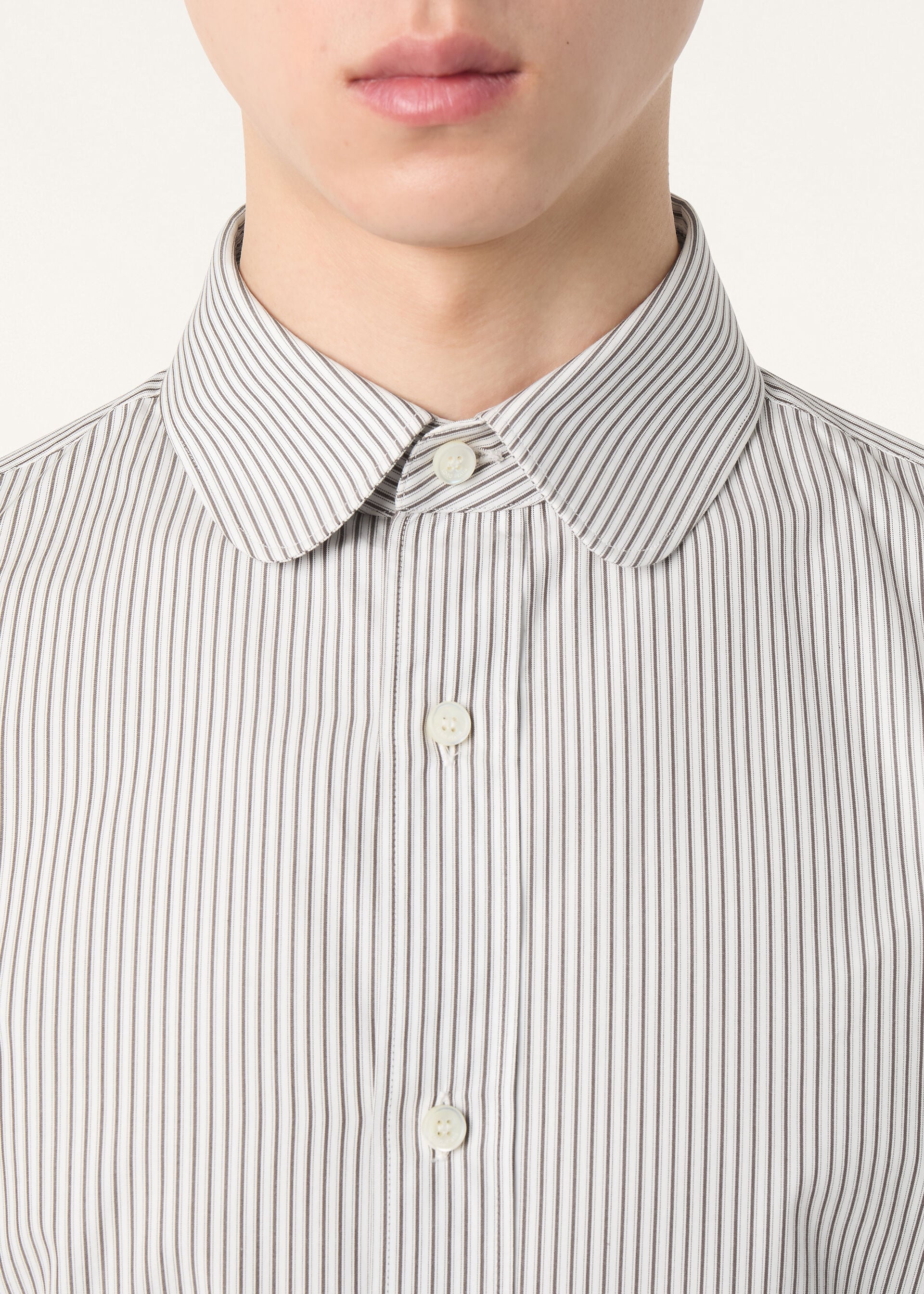 Elia Shirt - White Brown Stripe