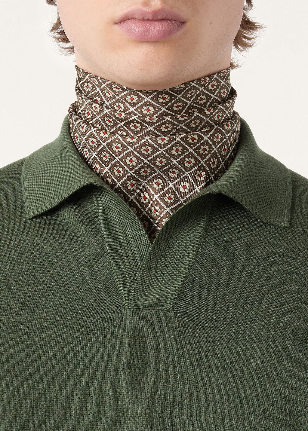 Buttonless Polo-shirt - Green Kelp Melange