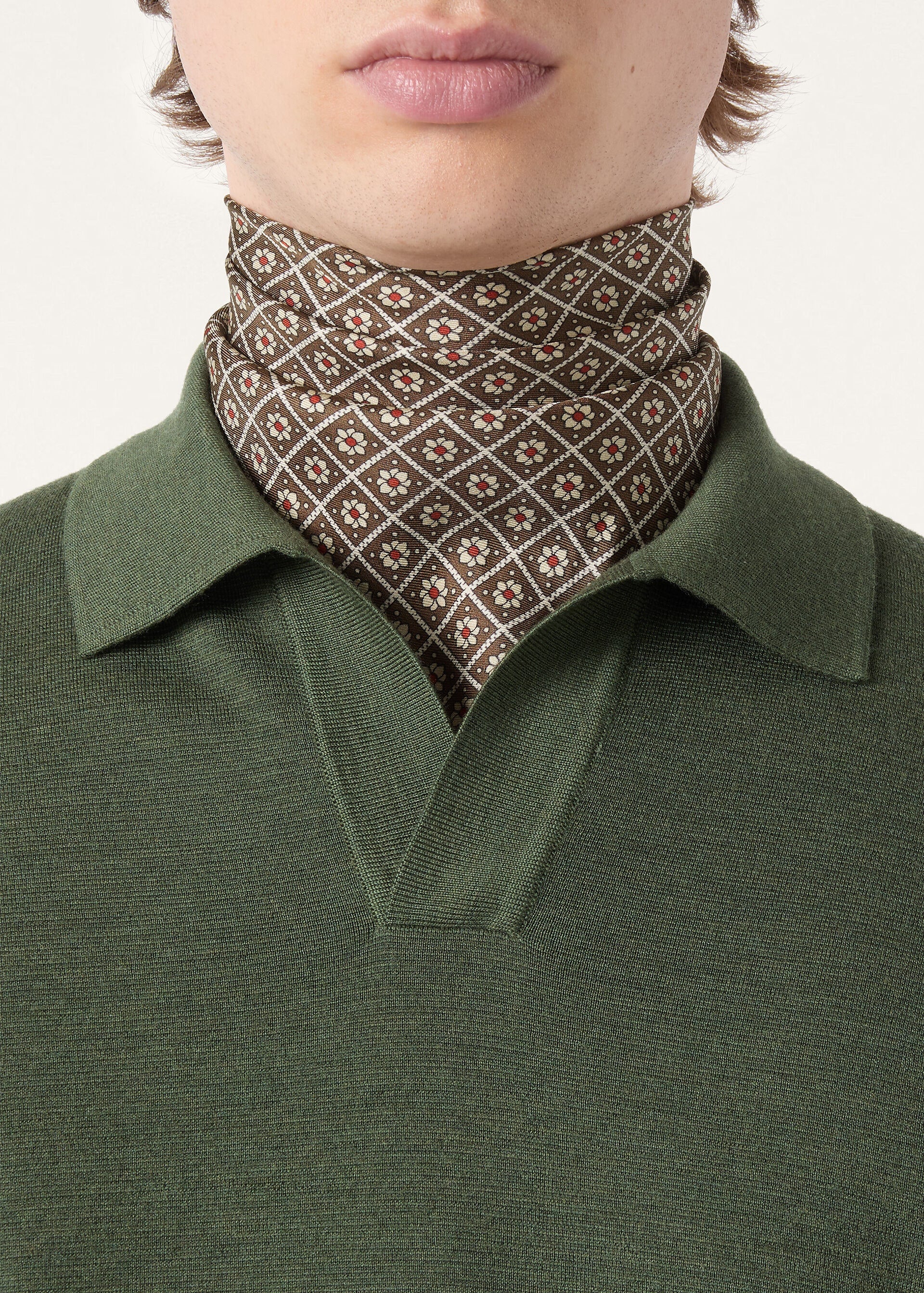 Buttonless Polo-shirt - Green Kelp Melange
