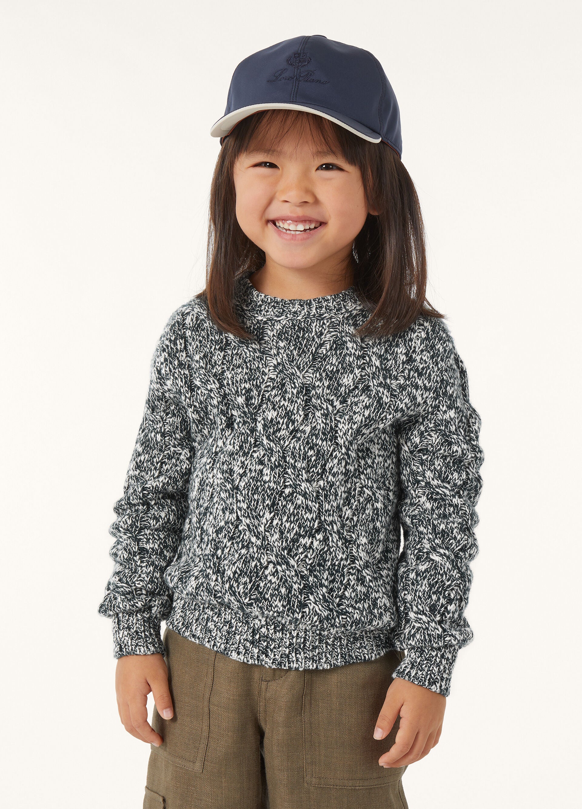 Kid's Cable Dream Crewneck - White/Blue