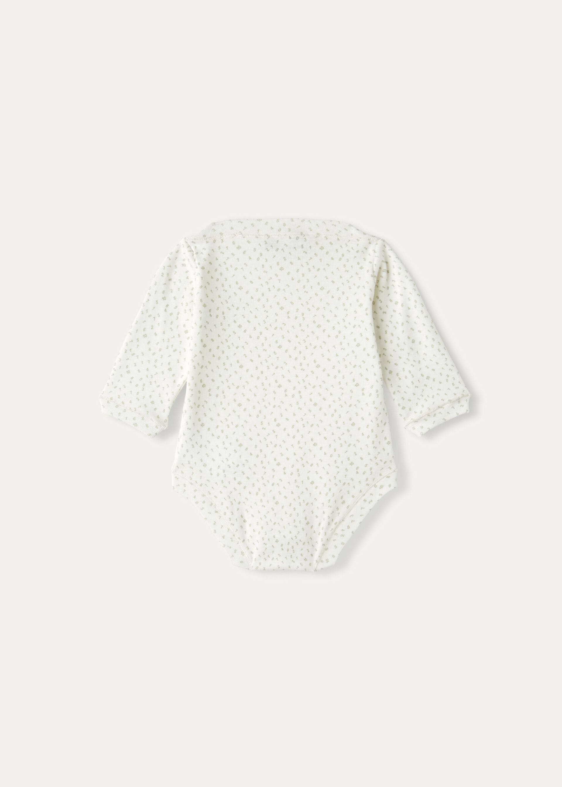 Baby Little Numbers Bodysuit - Fancy White/Sagerbrush Leaves