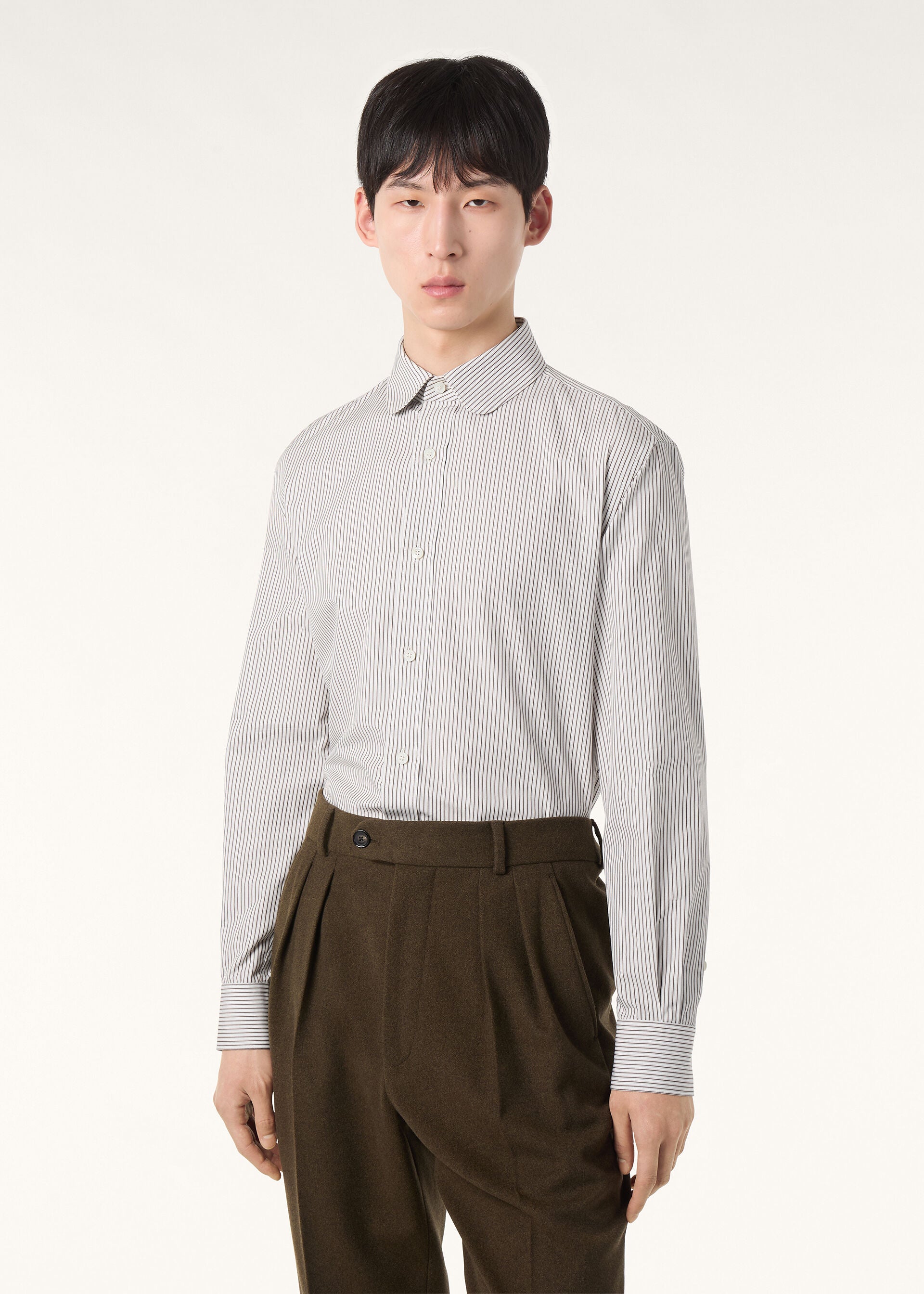 Elia Shirt - White Brown Stripe
