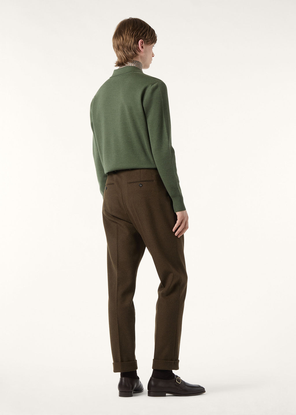 Buttonless Polo-shirt - Green Kelp Melange