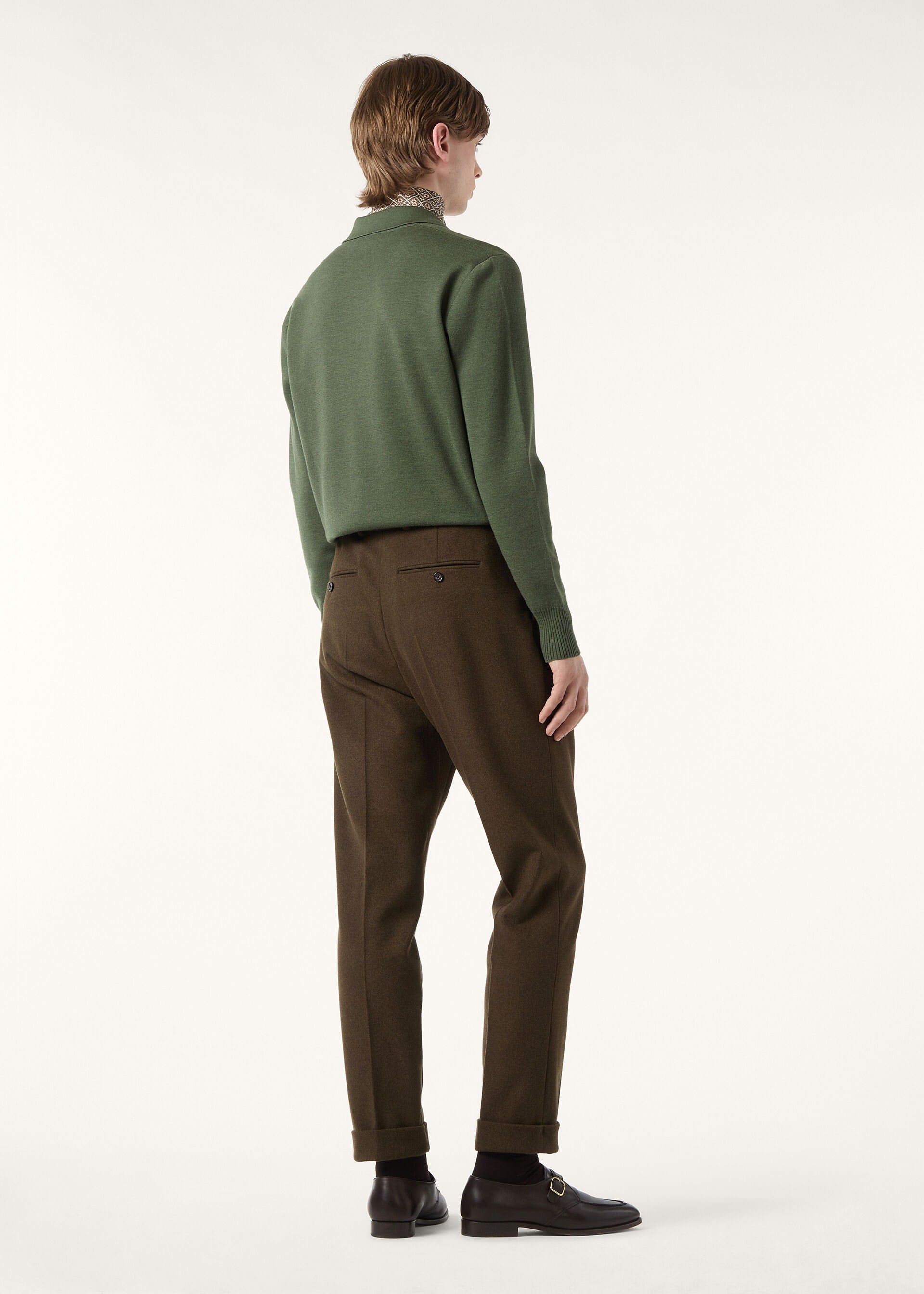 Buttonless Polo-shirt - Green Kelp Melange