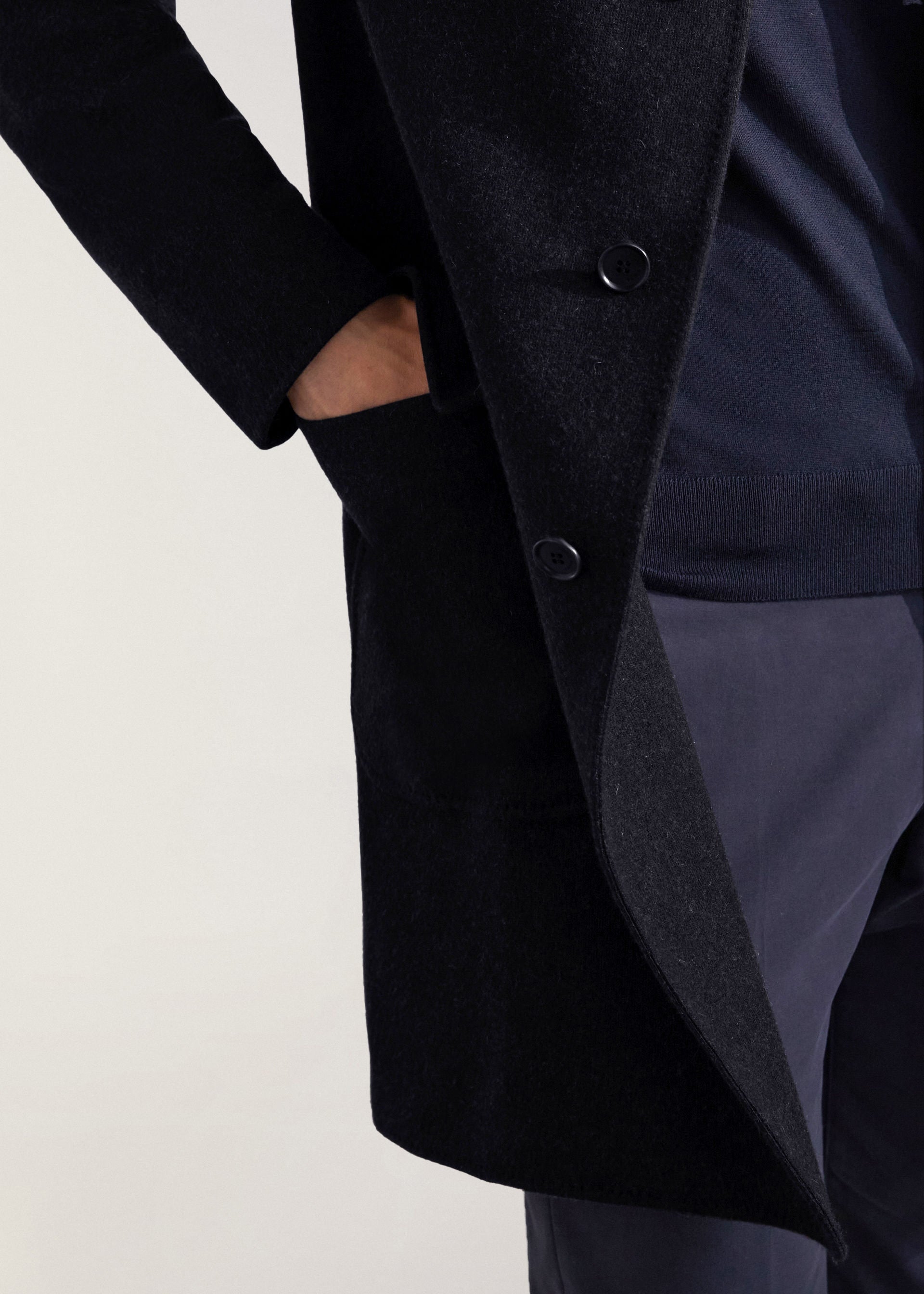 Sweater Coat - Navy Blue/Gray Melange