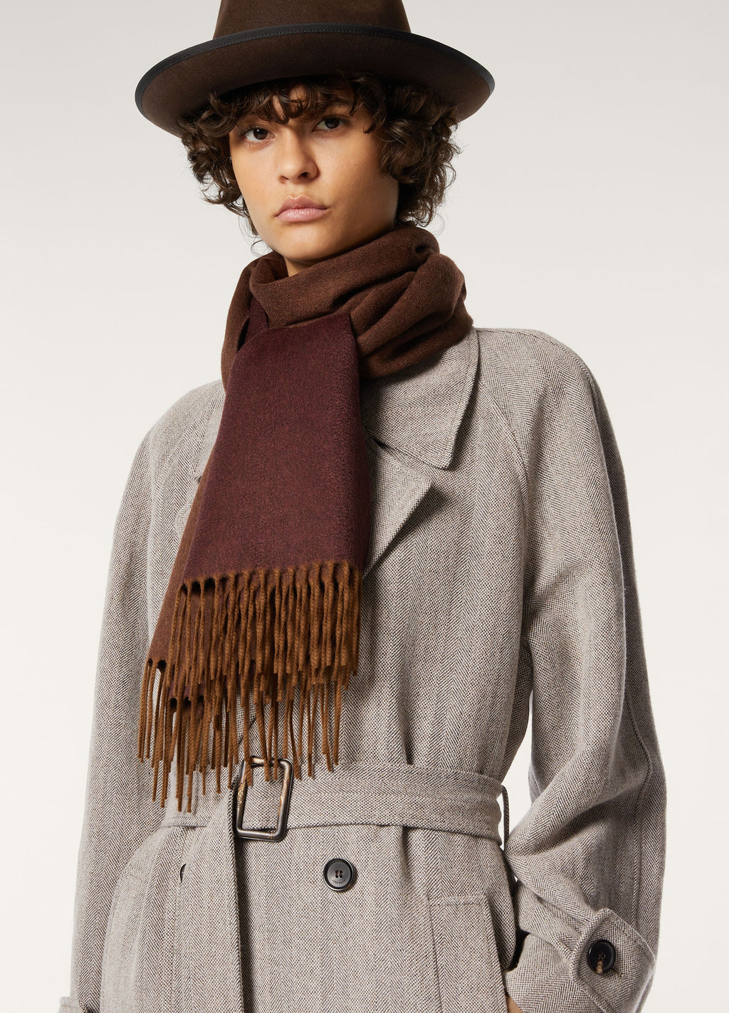 Two-Tone Scarf - Java Brown Melange/Purple Melange