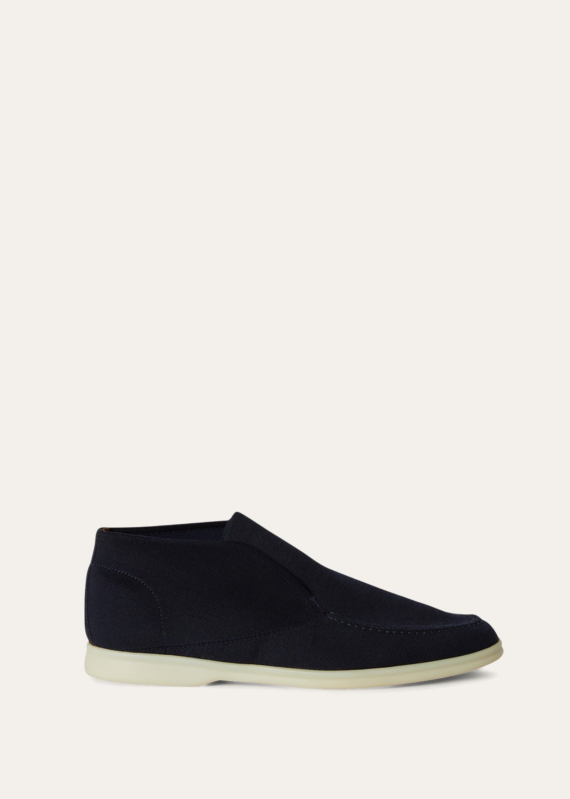 Open Knitted Walk Ankle Boot - Navy Blue