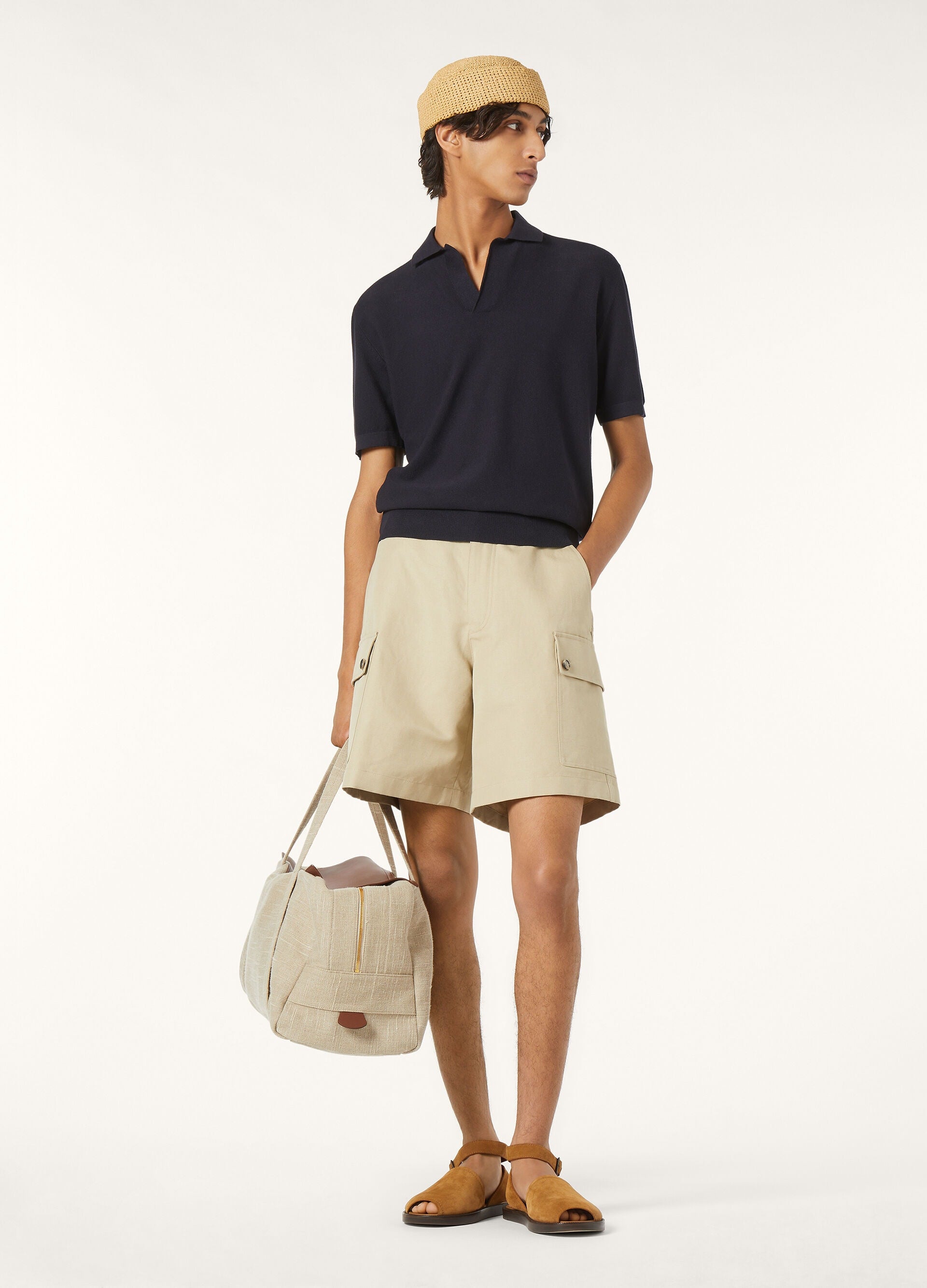 Buttonless Polo Shirt - Navy Blue
