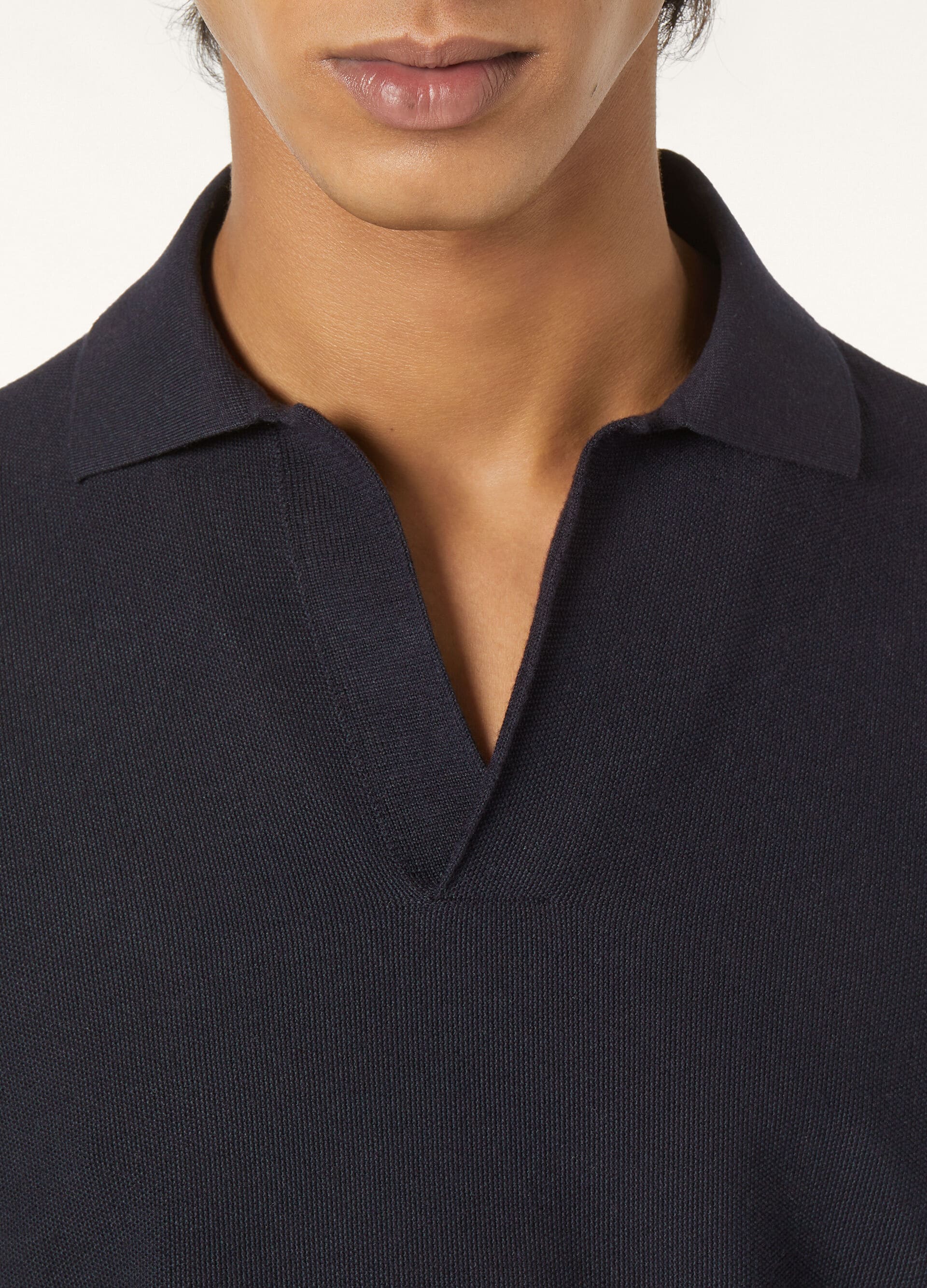 Buttonless Polo Shirt - Navy Blue