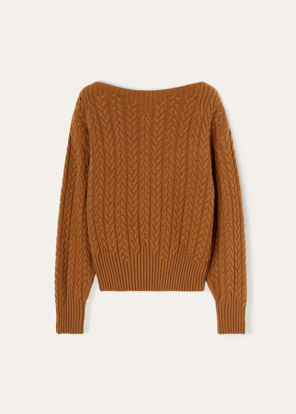 Boat-Neck Sweater - Natural Dark Vicuna