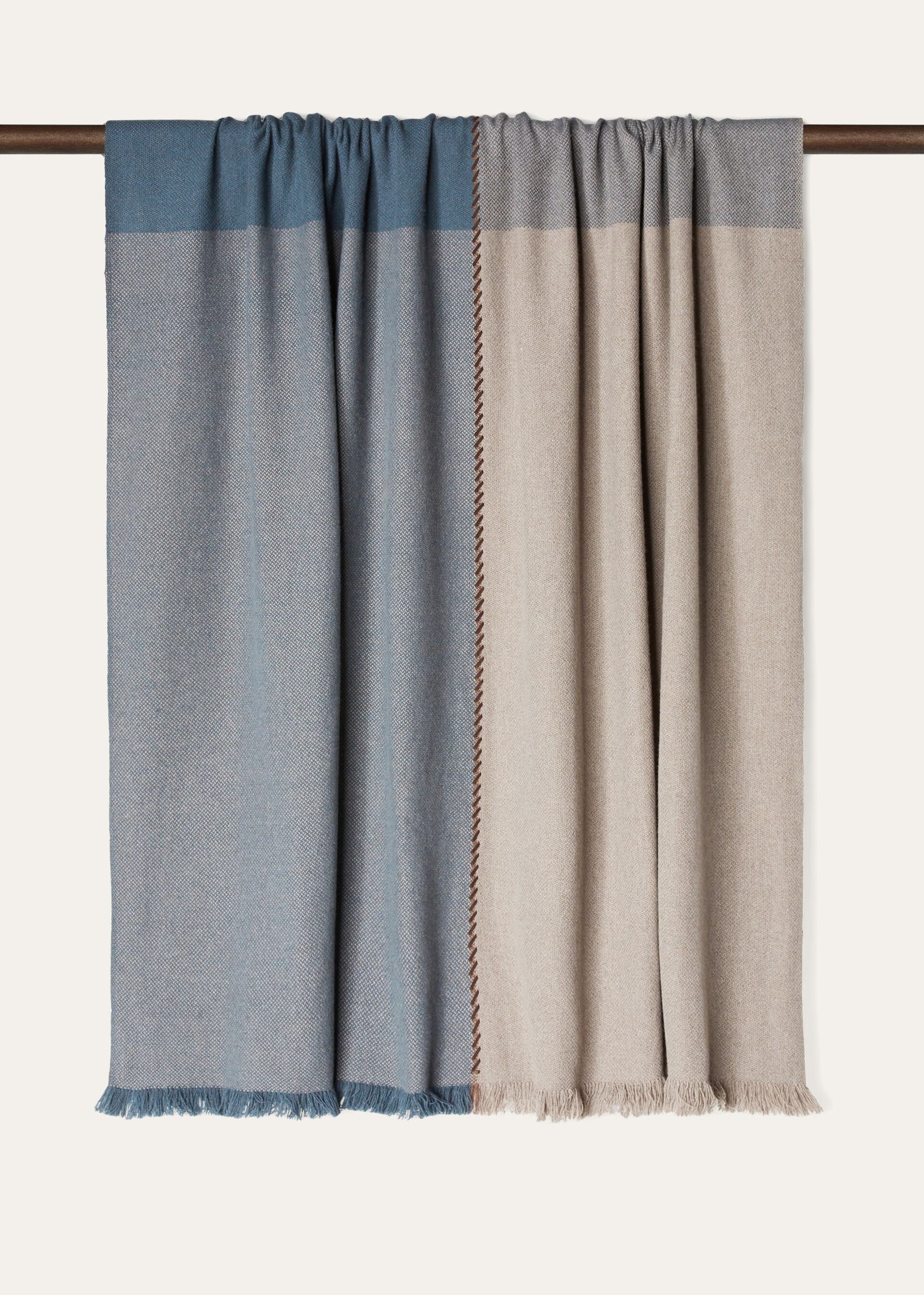 Gobi Throw Blanket - Taupe / Green Blue