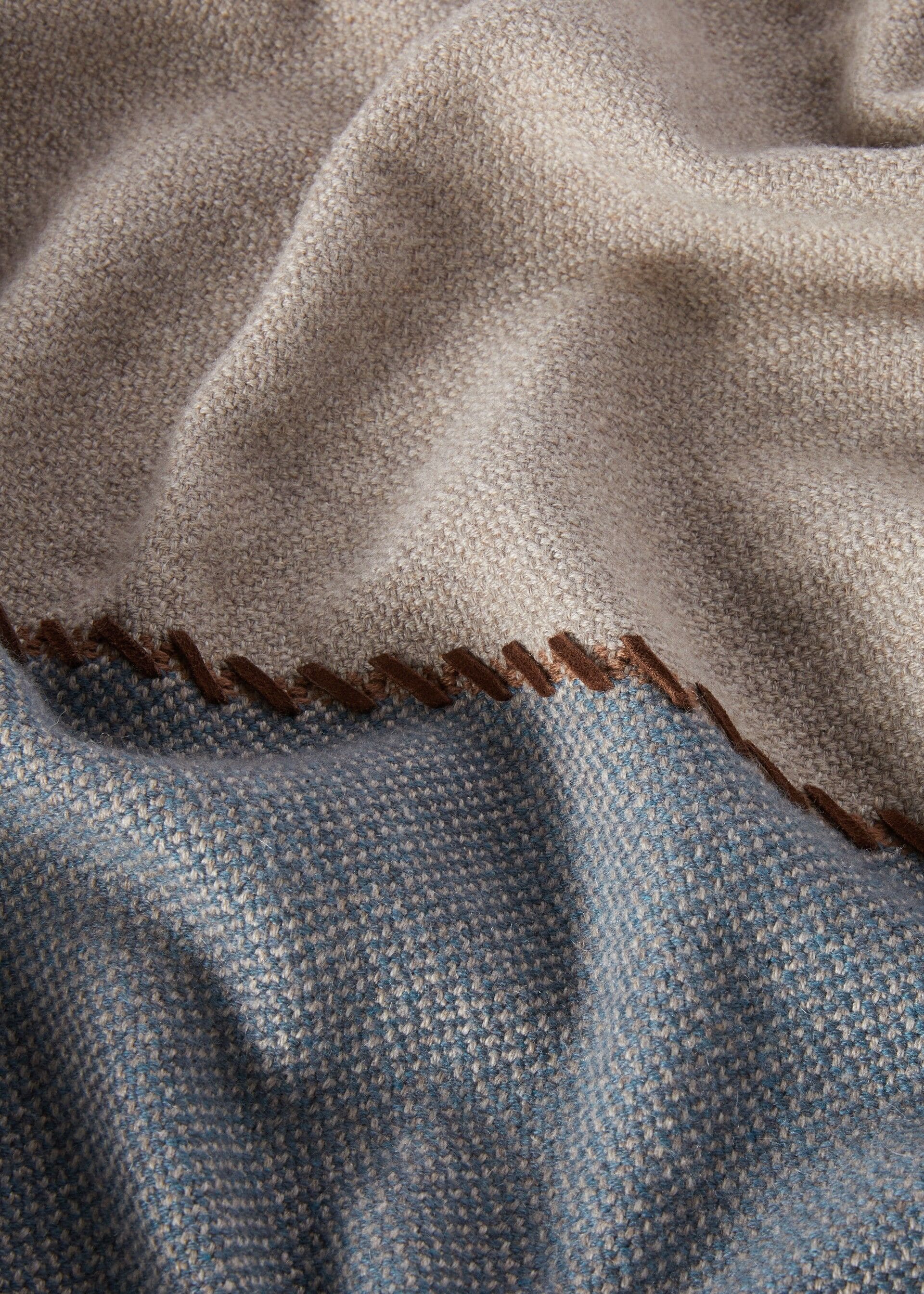 Gobi Throw Blanket - Taupe / Green Blue