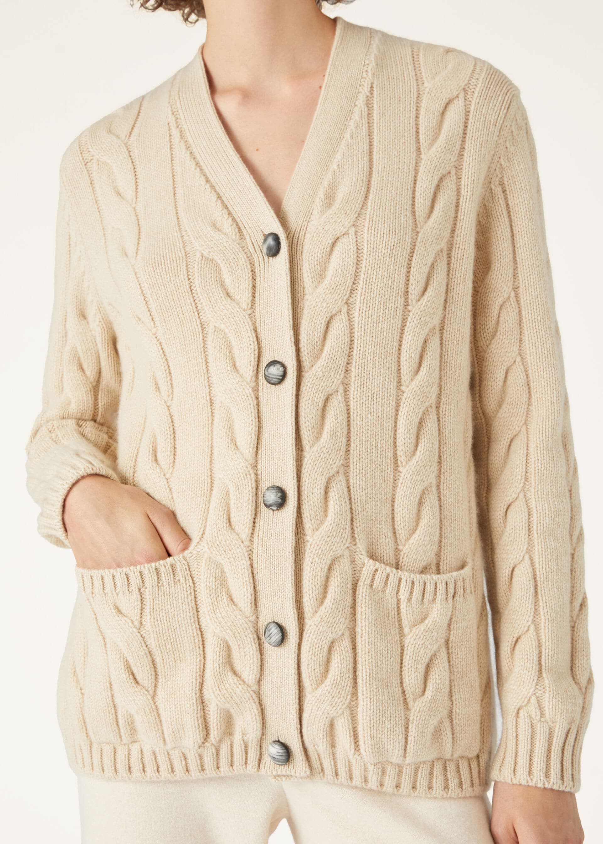 Napier Cardigan - Creamy Cashmere Melange