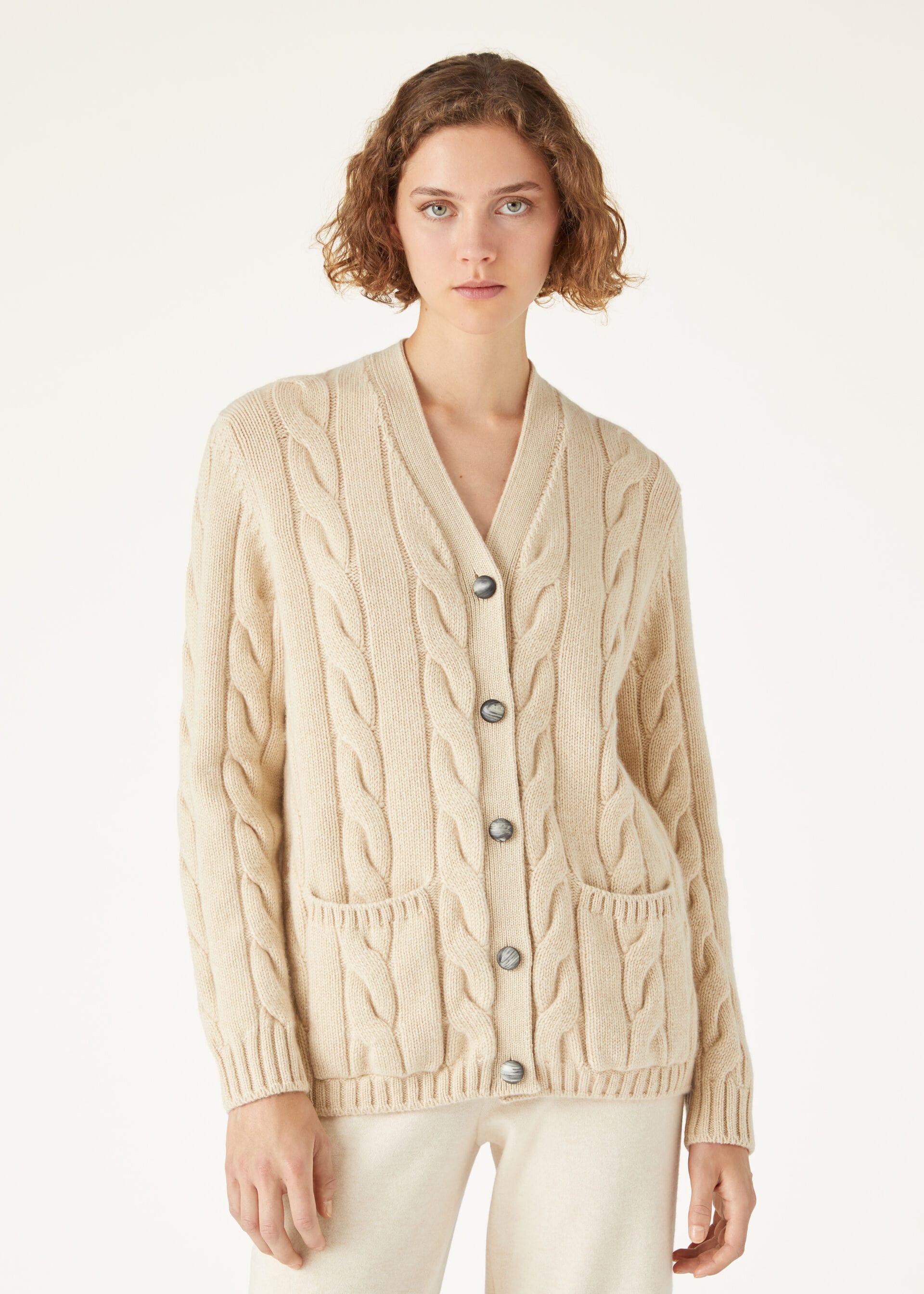 Napier Cardigan - Creamy Cashmere Melange