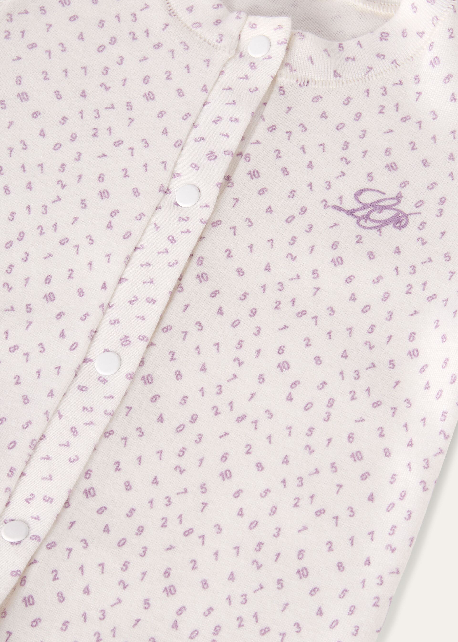 Baby Little Numbers Romper - Fancy White/Light Wisteria