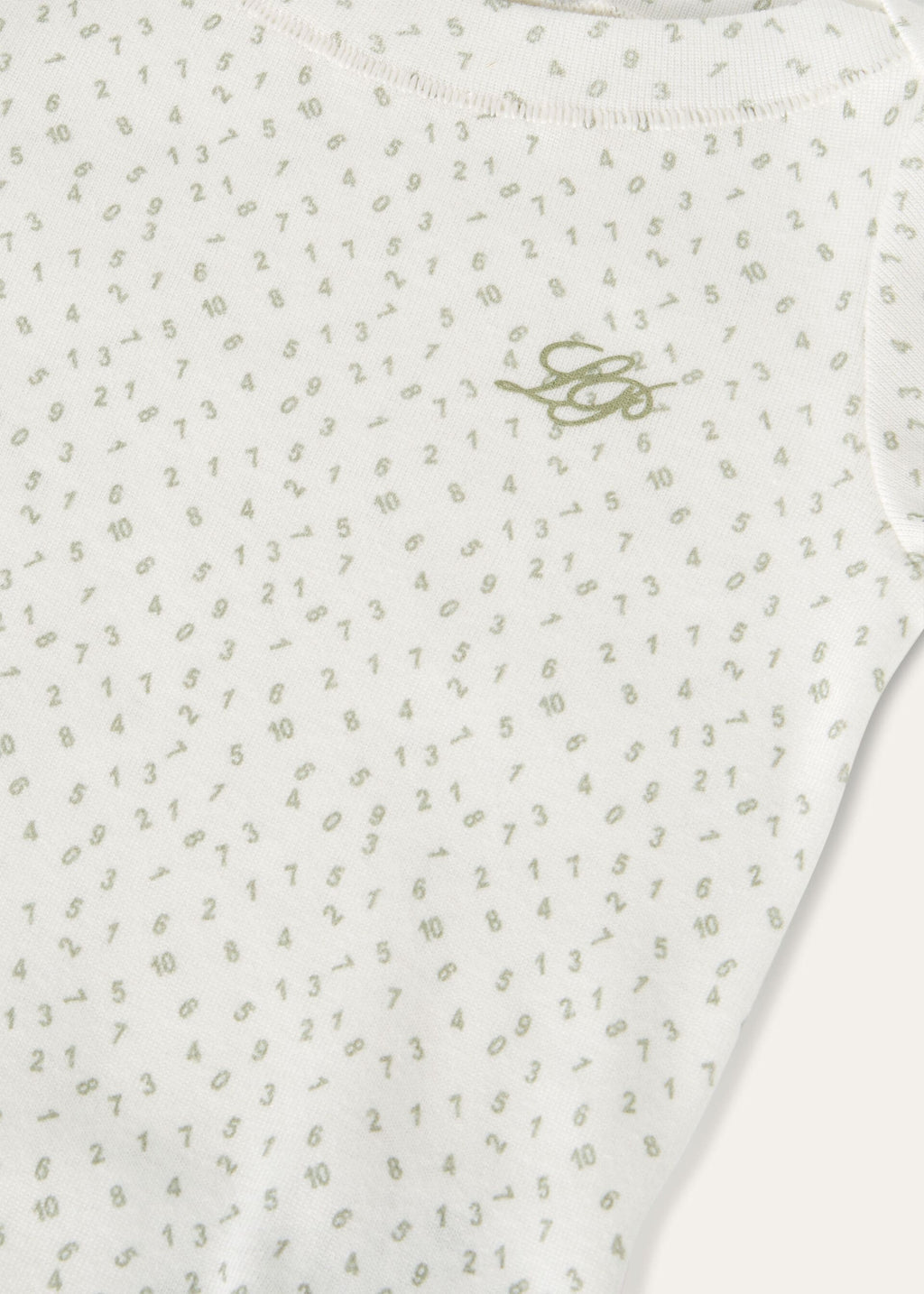 Baby Little Numbers Bodysuit - Fancy White/Sagerbrush Leaves
