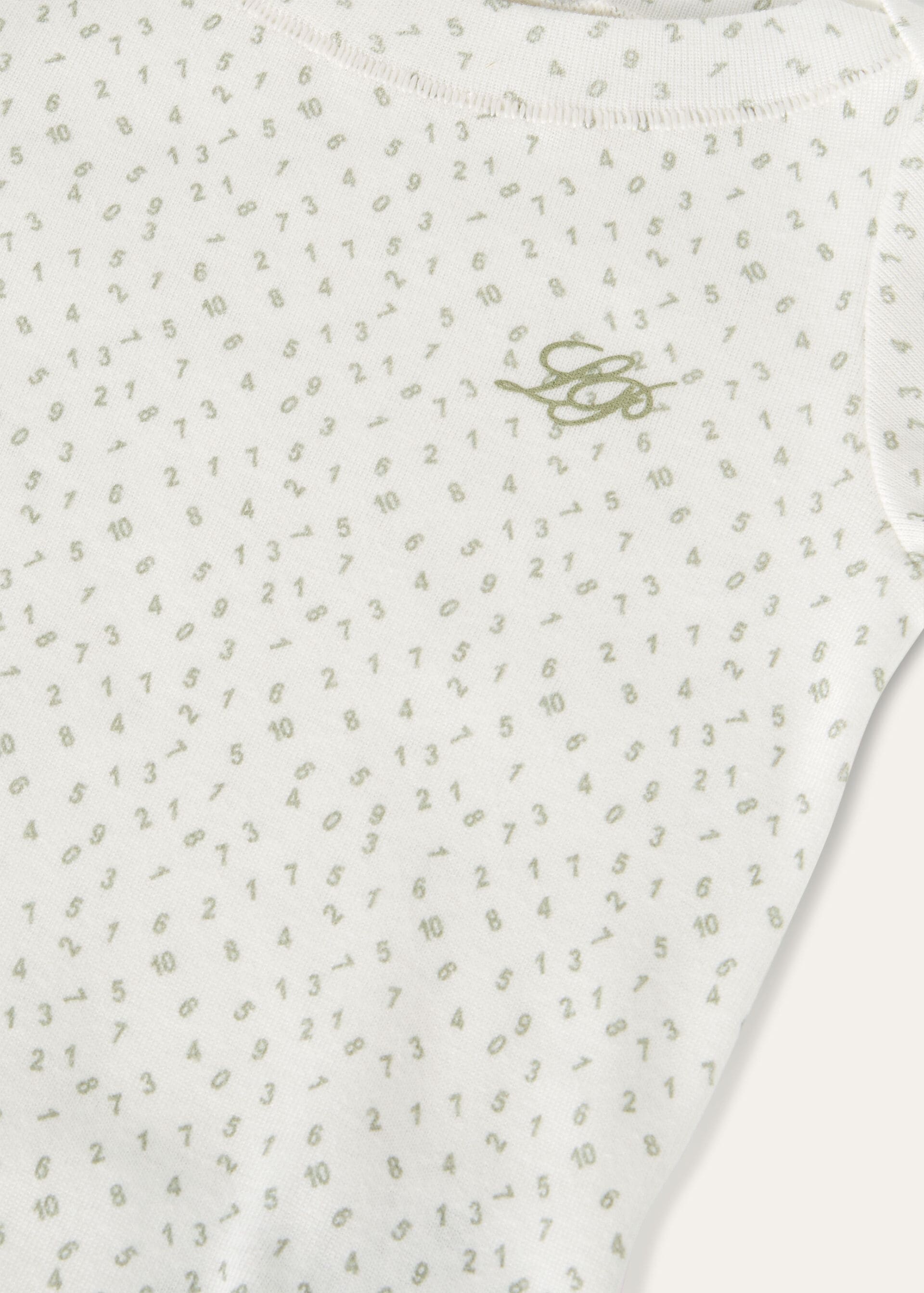 Baby Little Numbers Bodysuit - Fancy White/Sagerbrush Leaves
