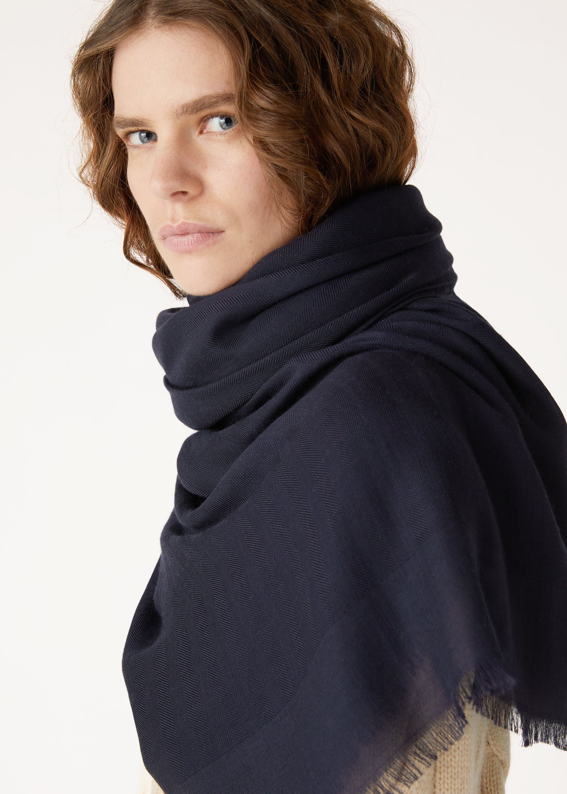 Maxi Crest Stole - Navy Blue