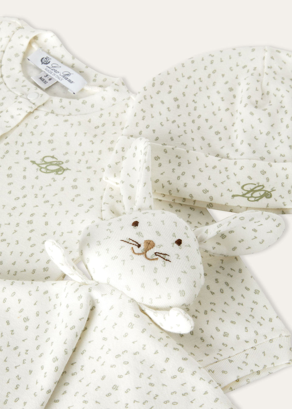 Baby Little Numbers Gift Set - Fancy White/Sagerbrush Leaves