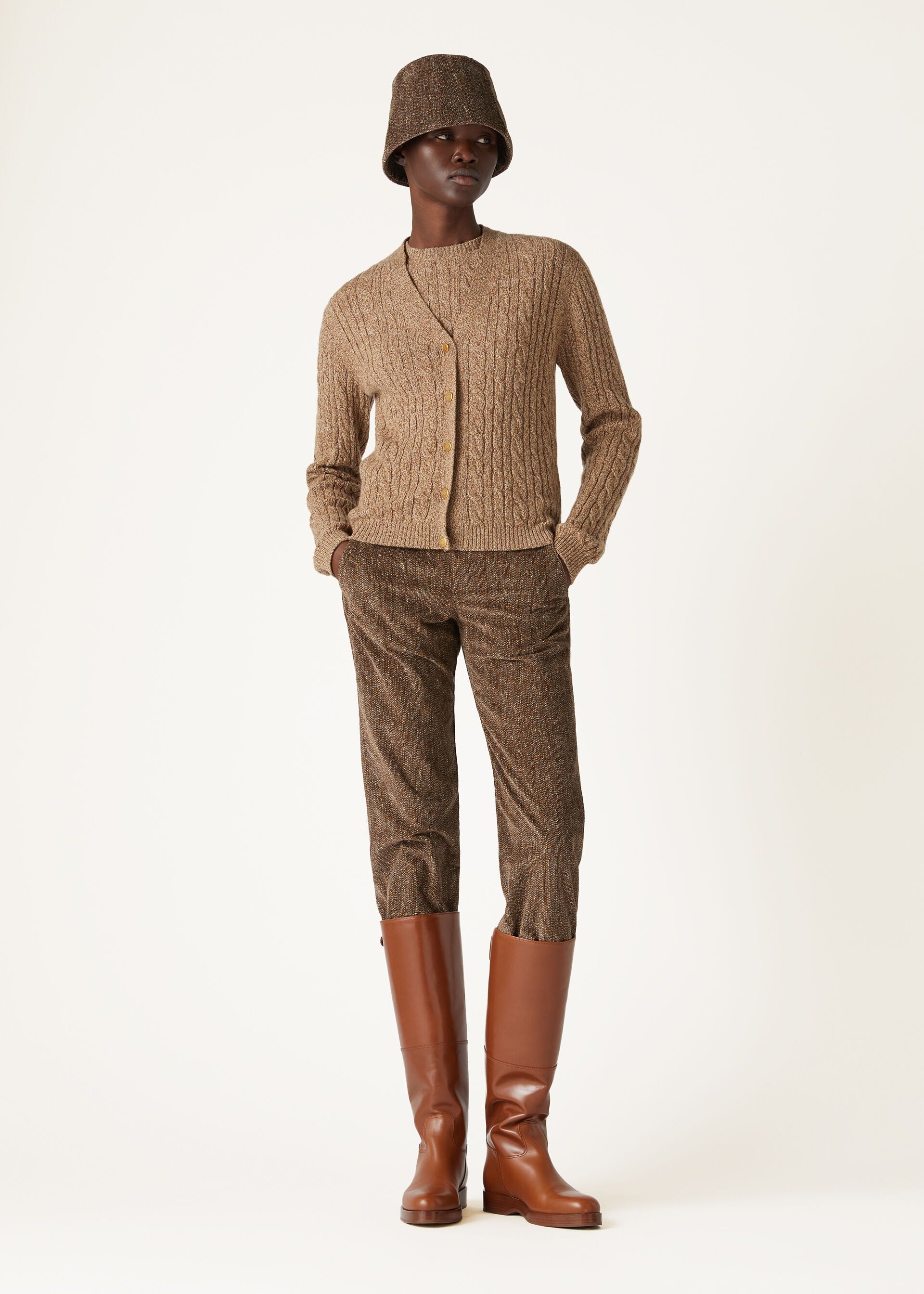 Treccia Cardigan - GOLDEN WHEAT-GINGERBREAD GOLD