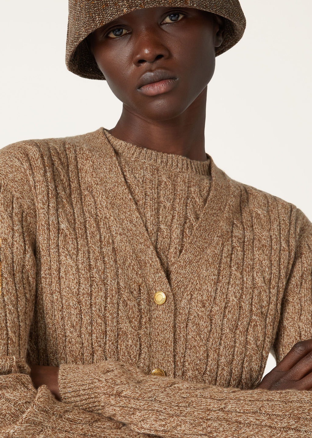 Treccia Cardigan - GOLDEN WHEAT-GINGERBREAD GOLD