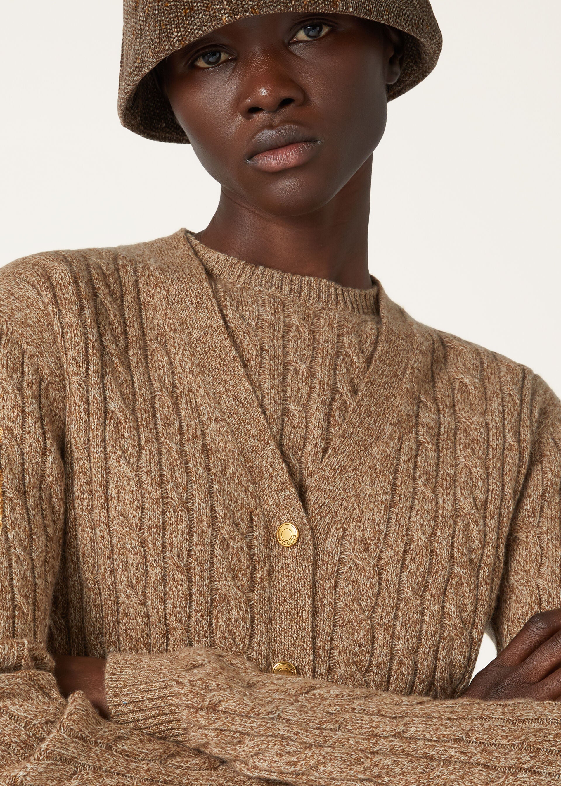 Treccia Cardigan - GOLDEN WHEAT-GINGERBREAD GOLD