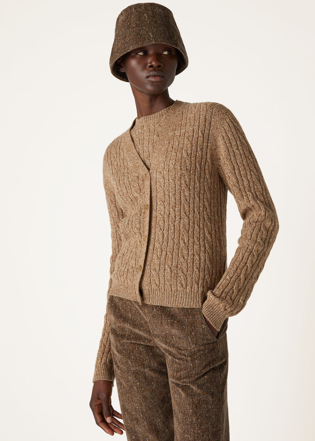 Treccia Cardigan - GOLDEN WHEAT-GINGERBREAD GOLD