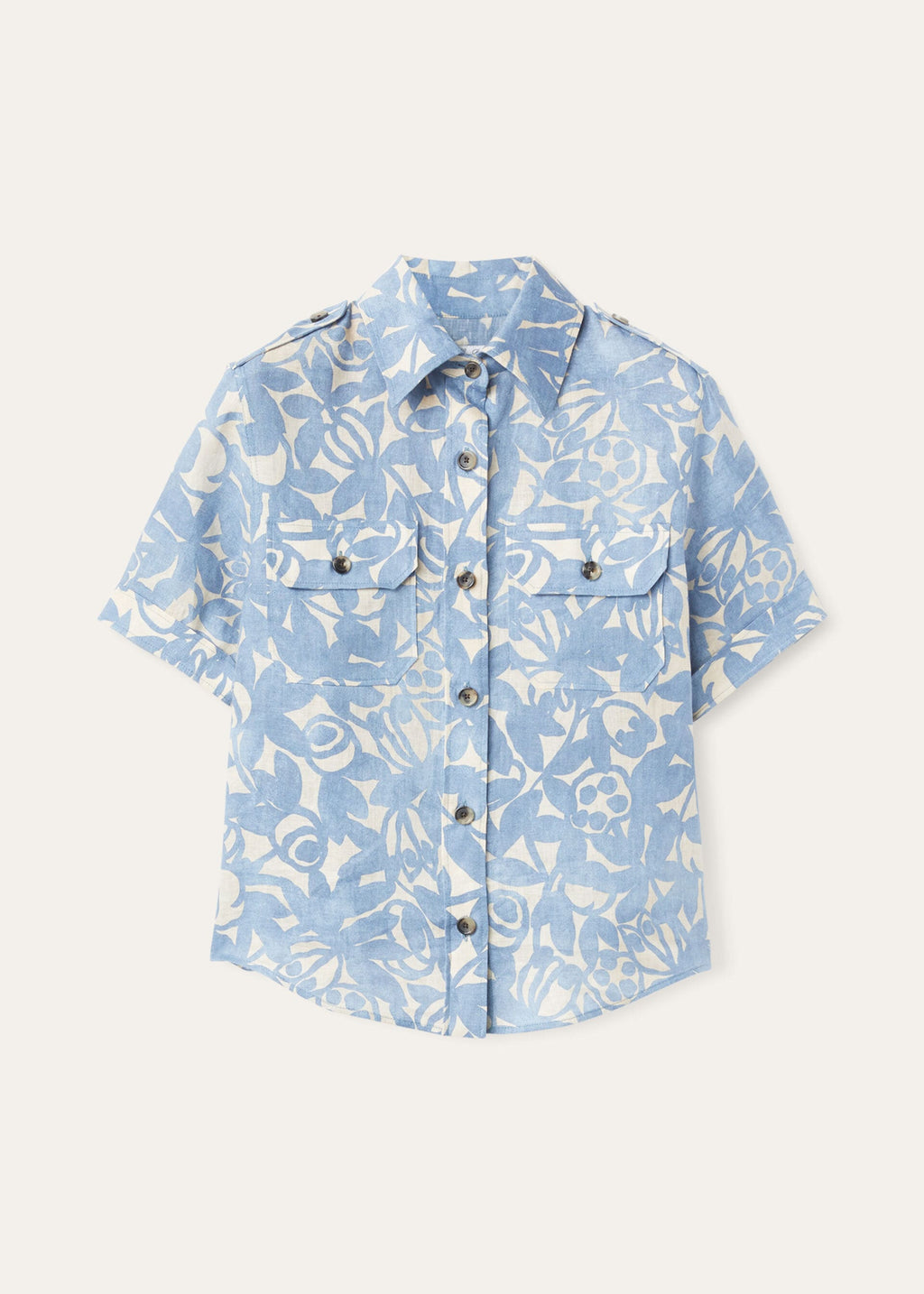 Annalisa Shirt - BEAU BLUE+CREAMED HONEY