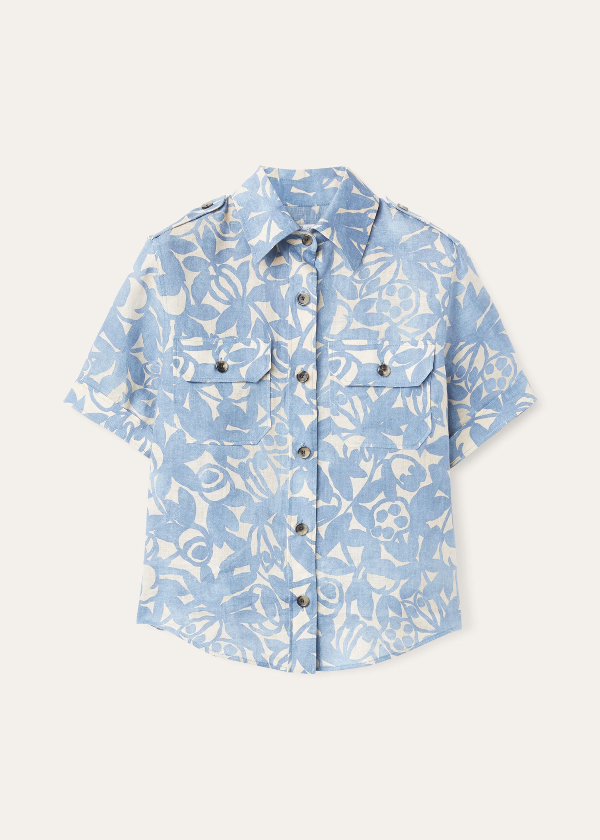 Annalisa Shirt - BEAU BLUE+CREAMED HONEY