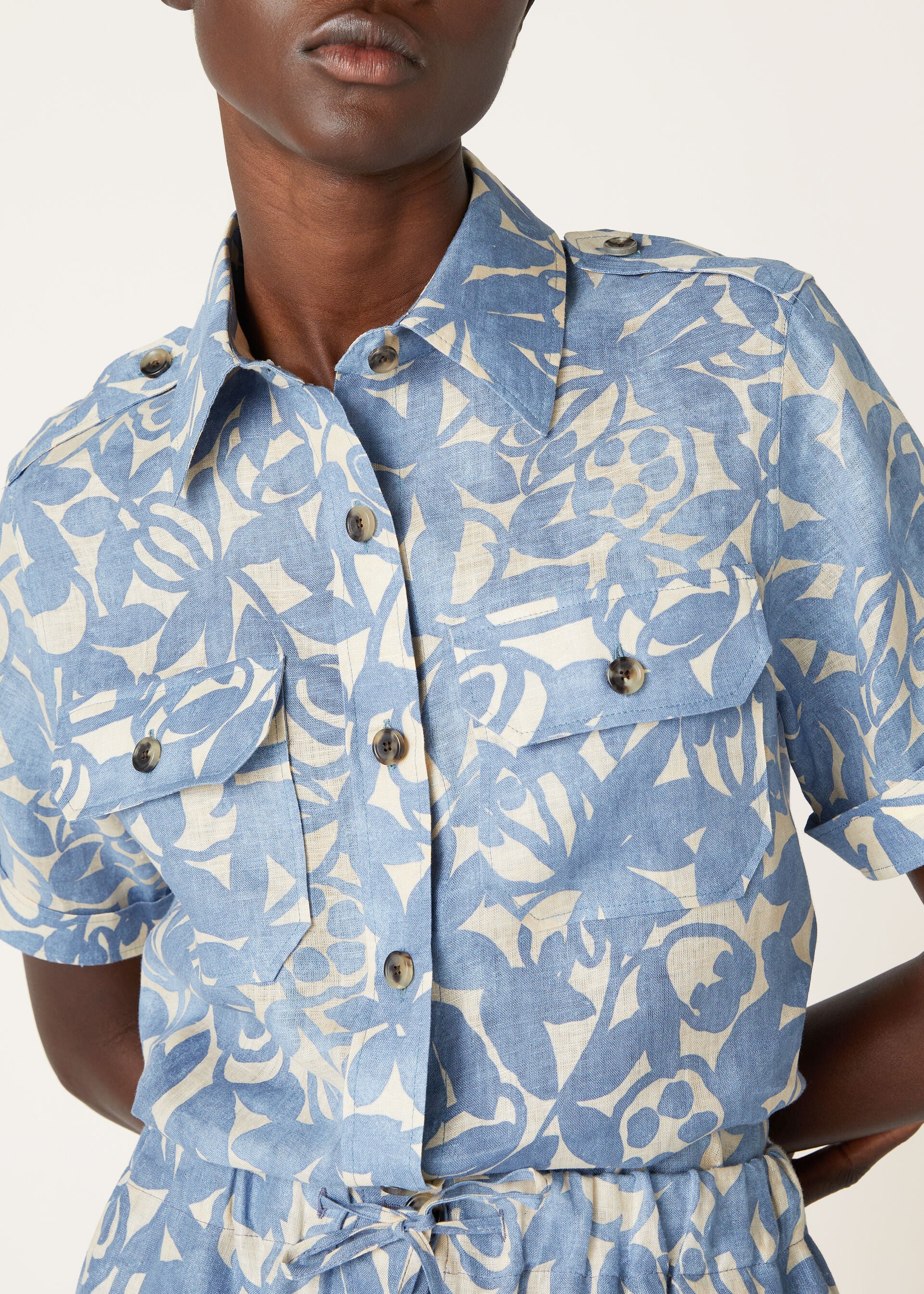 Annalisa Shirt - BEAU BLUE+CREAMED HONEY