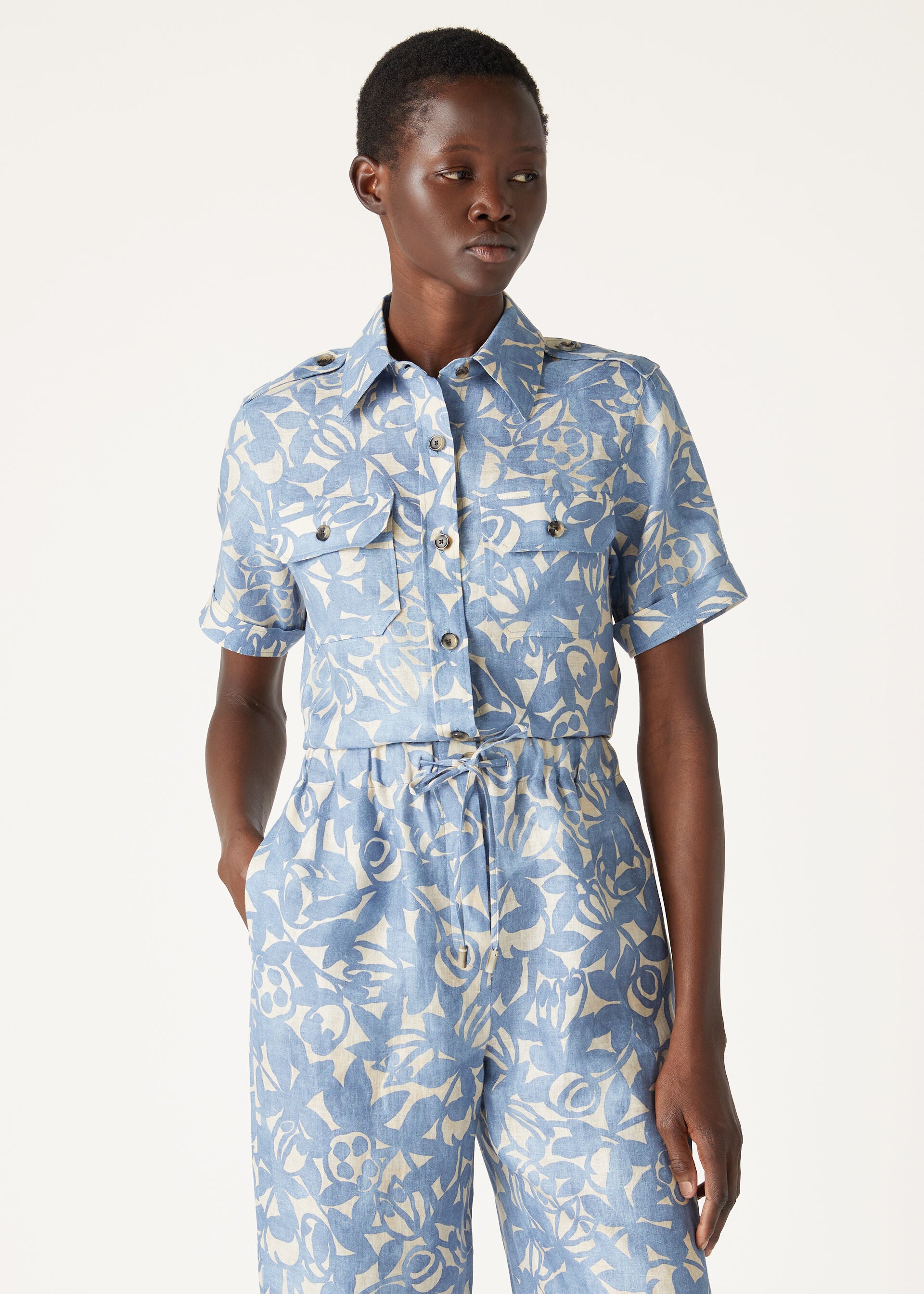 Annalisa Shirt - BEAU BLUE+CREAMED HONEY